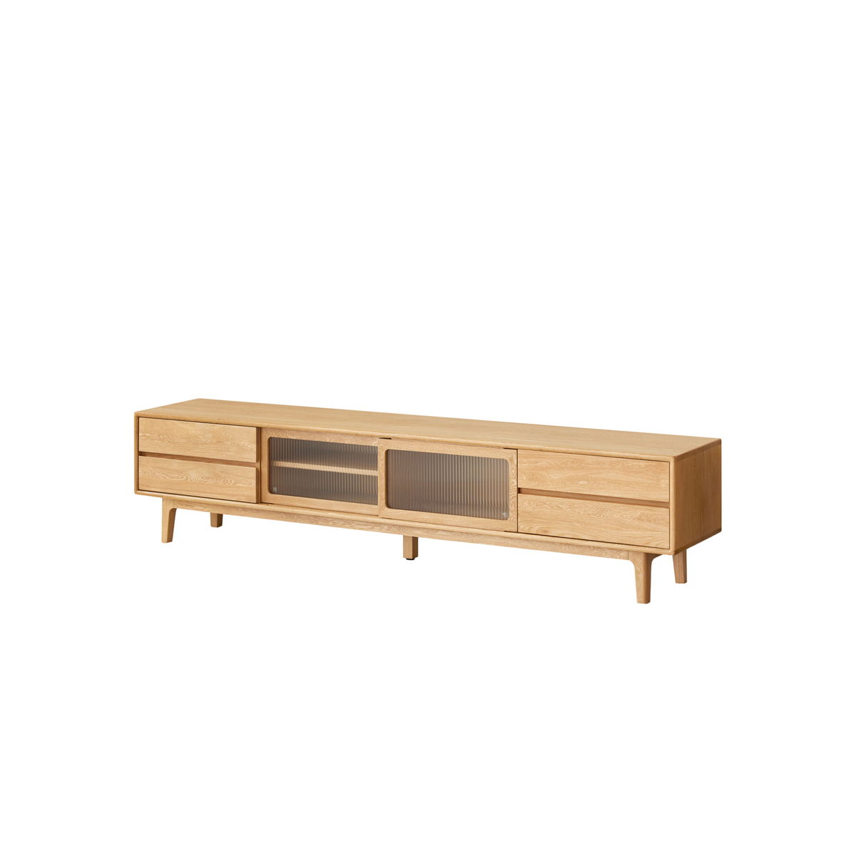 Solidwood Rainer W180cm Sliding-Doors Entertainment Unit, Oak