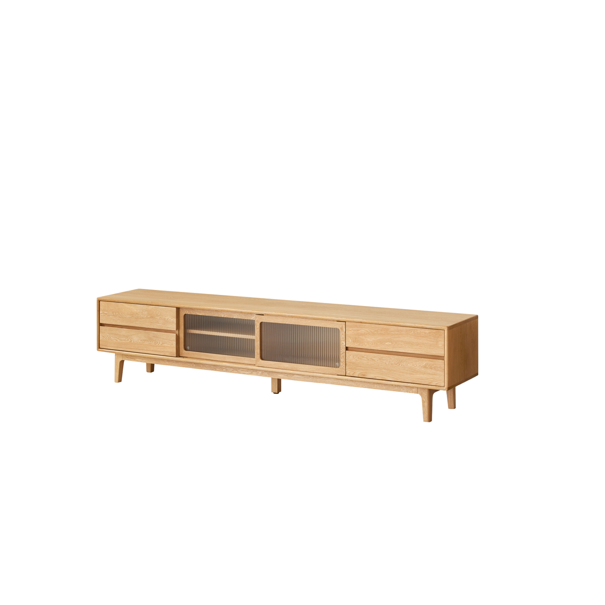 Solidwood Rainer W200cm Sliding-Doors Entertainment Unit, Oak