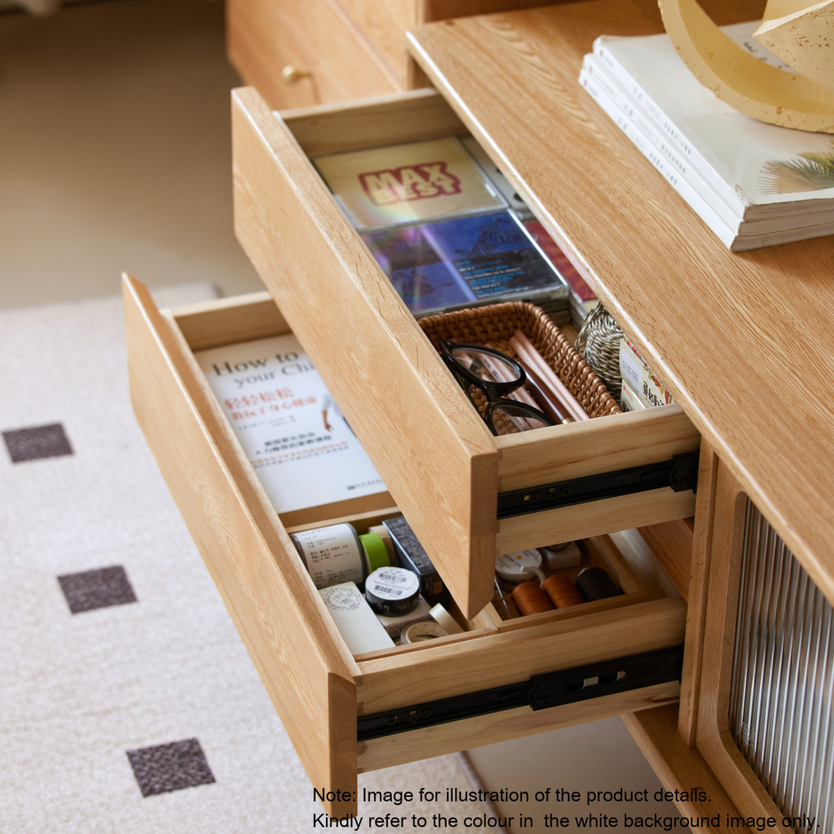 Solidwood Rainer W200cm Sliding-Doors Entertainment Unit, Walnut Oak