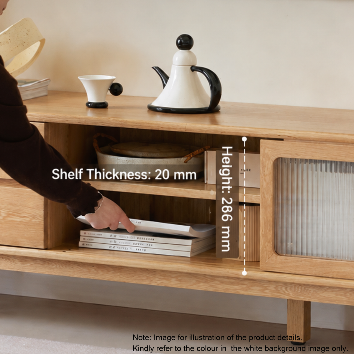 Solidwood Rainer W200cm Sliding-Doors Entertainment Unit, Walnut Oak