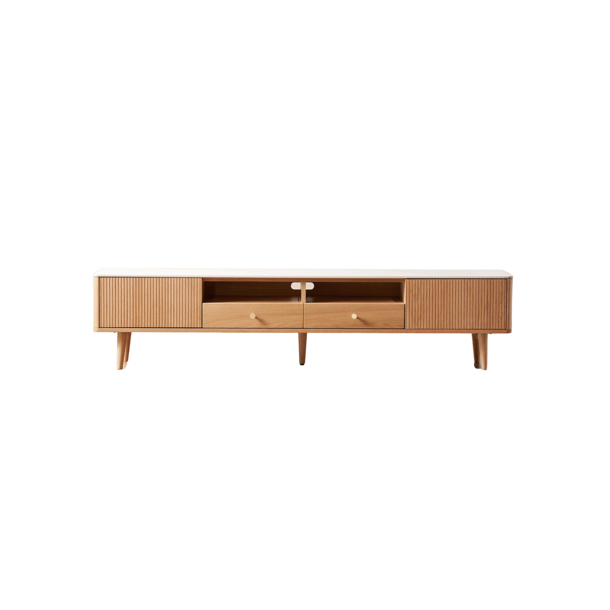 Solidwood Santa Rosa W200cm Entertainment Unit with Sintered Stone Top, Oak