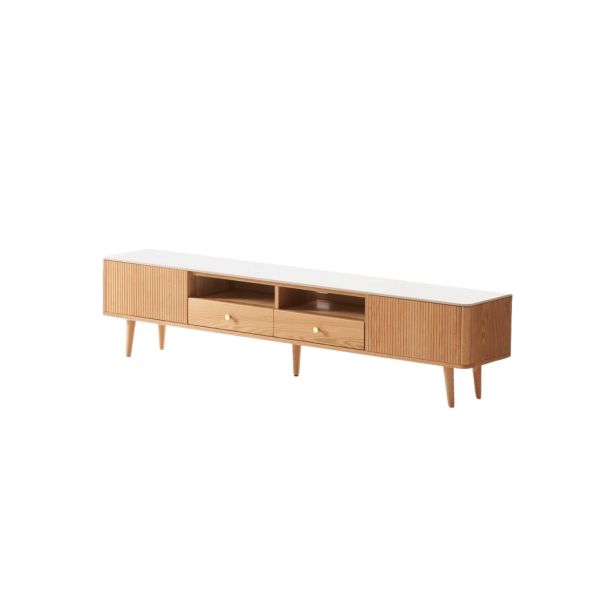 Solidwood Santa Rosa W200cm Entertainment Unit with Sintered Stone Top, Oak
