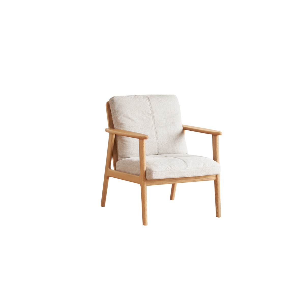 Solidwood Hemura Armchair, Light Grey, Oak