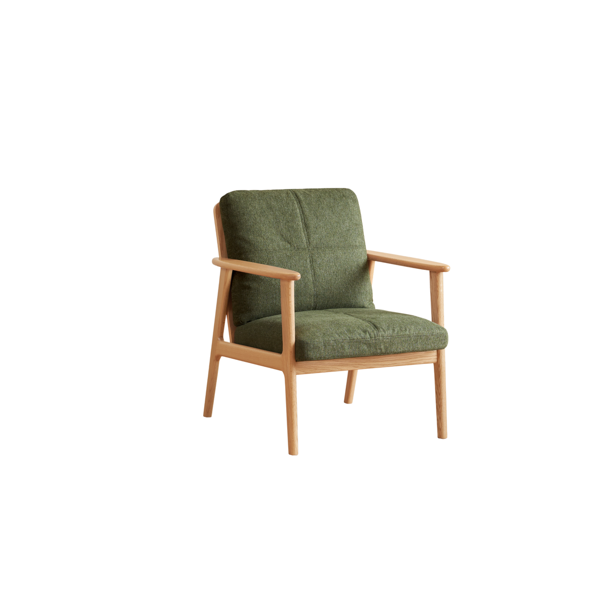 Solidwood Hemura Armchair, Moss Green, Oak