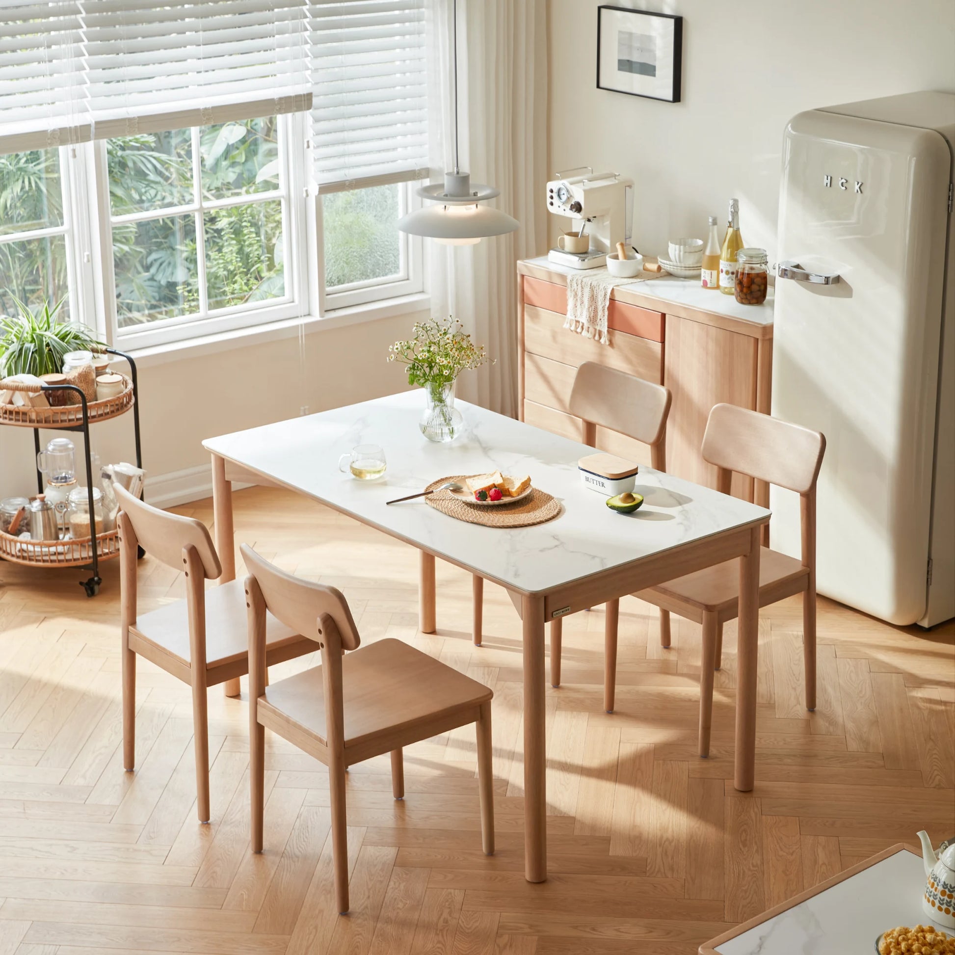 Linspire Bliss Dining Table with 4 Chairs Set, 140cm