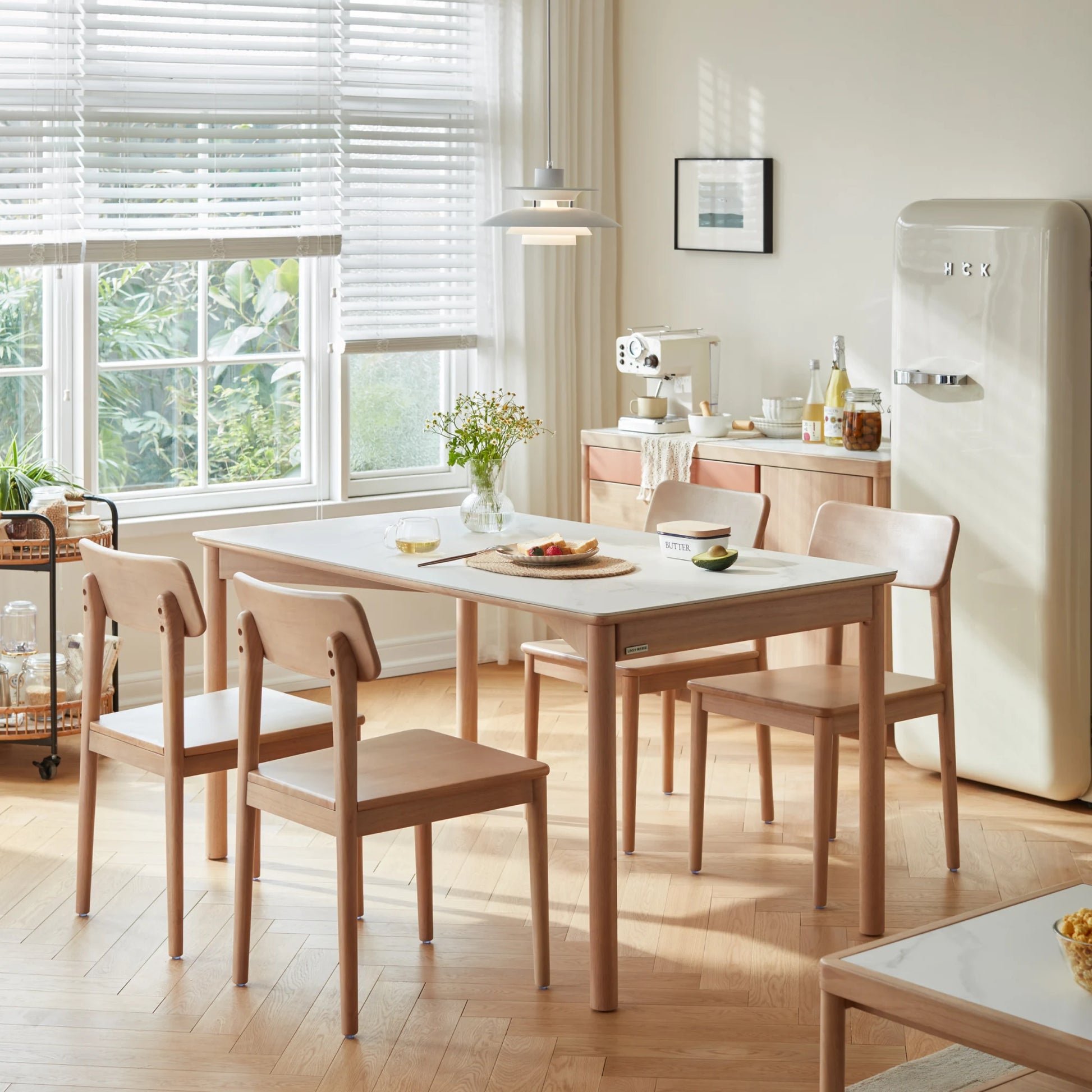 Linspire Bliss Dining Table with 4 Chairs Set, 140cm