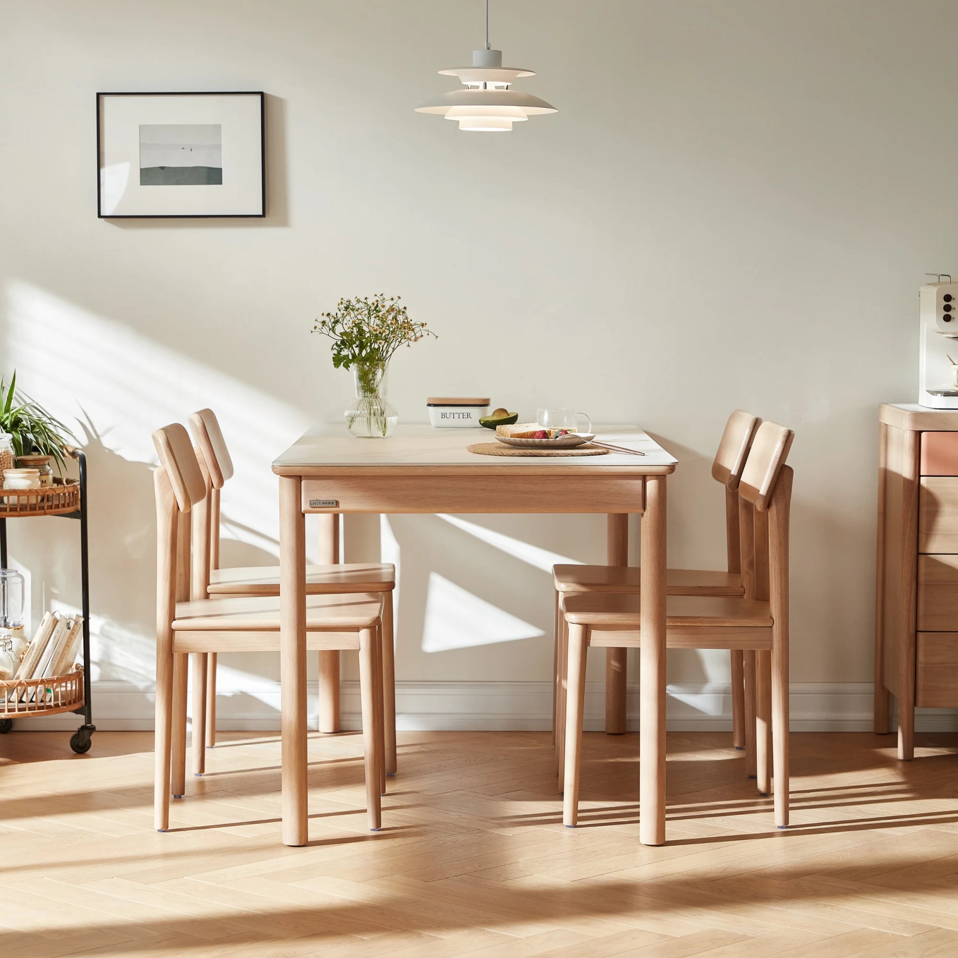 Linspire Bliss Dining Table with 4 Chairs Set, 140cm