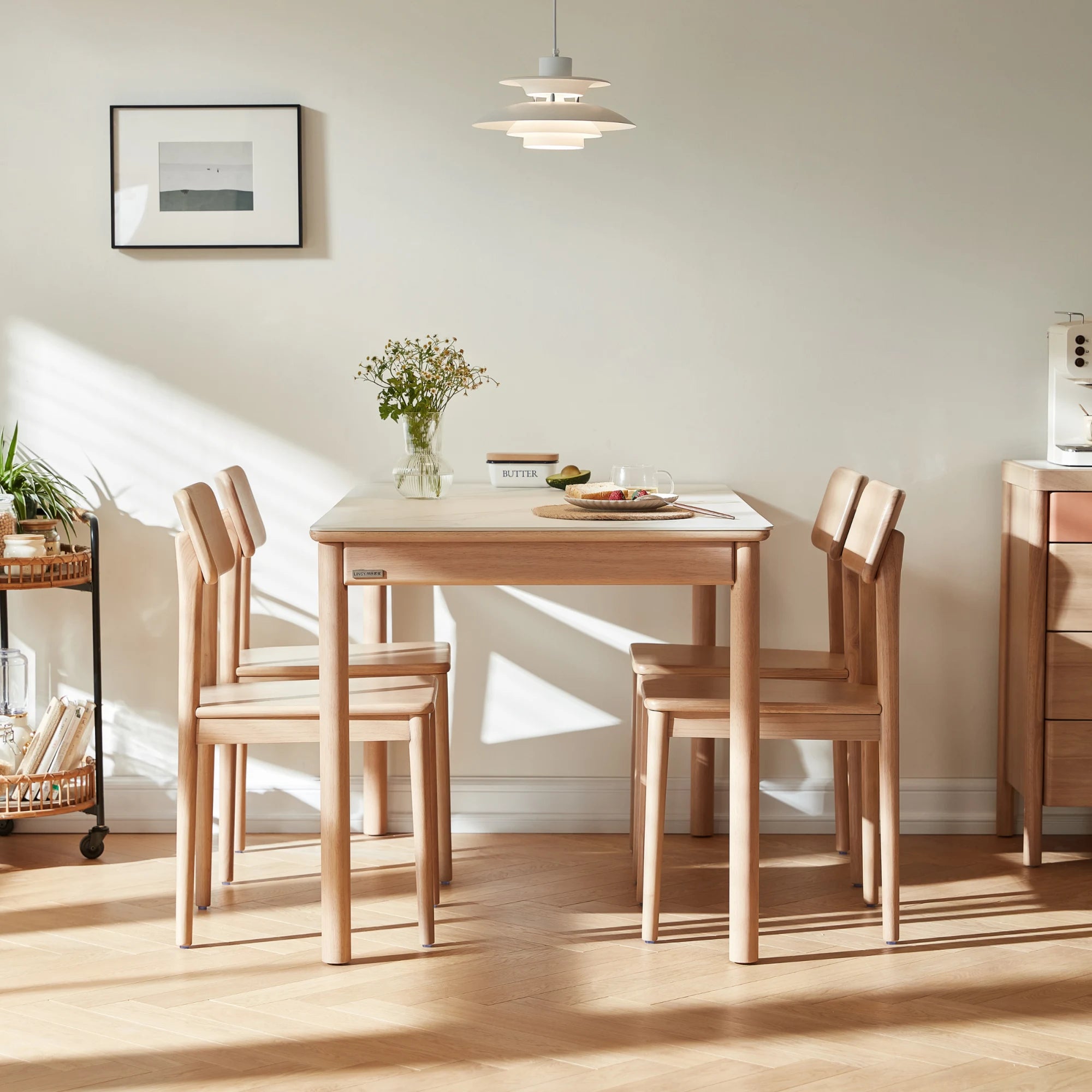 Linspire Bliss Dining Table with 4 Chairs Set, 140cm