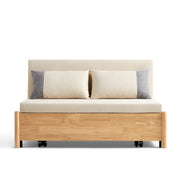 Linspire Don 2-Seater Sofa Bed, Off-White & Natural Wood