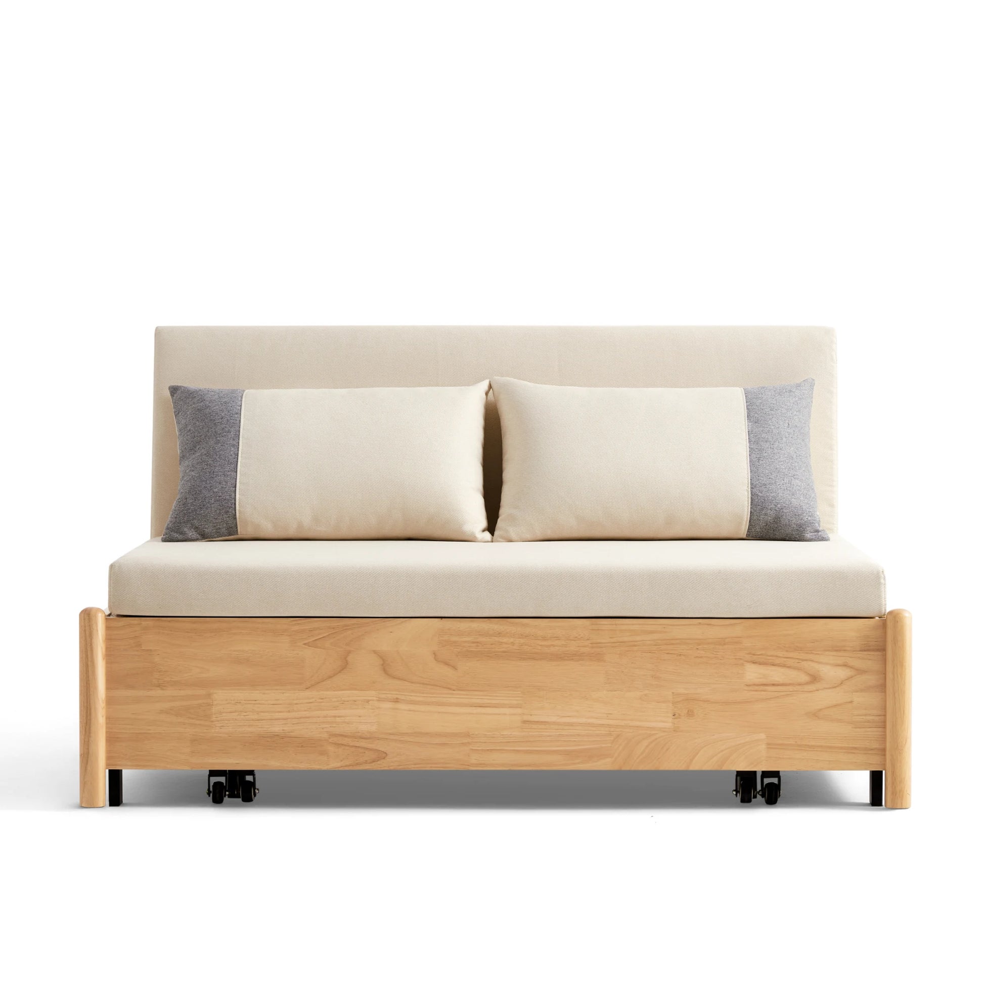 Linspire Don 2-Seater Sofa Bed, Off-White & Natural Wood