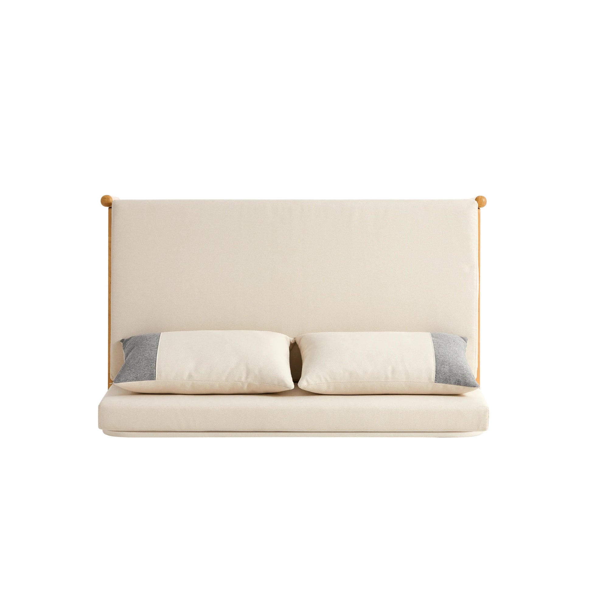 Linspire Don 2-Seater Sofa Bed, Off-White & Natural Wood