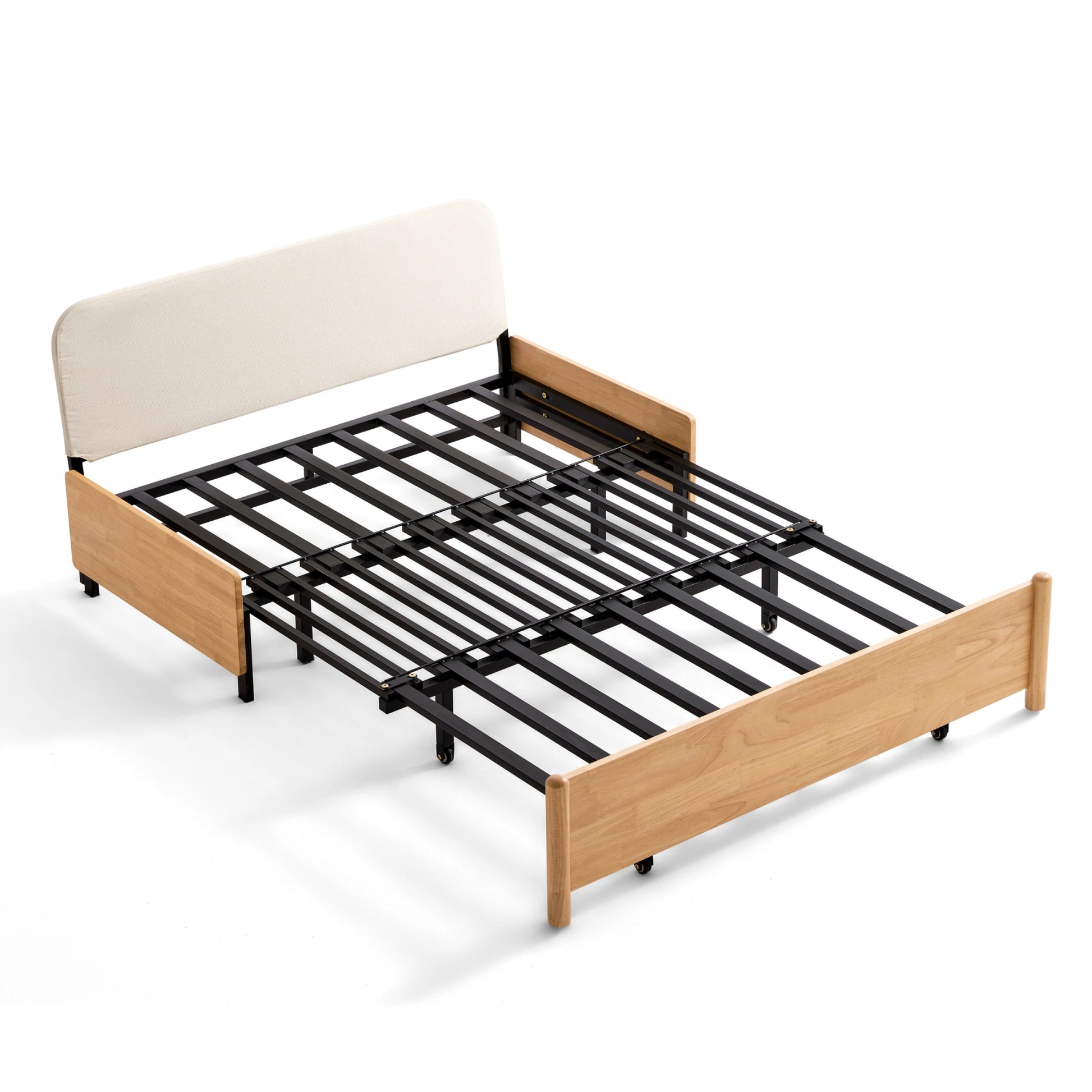 Linspire Don 2-Seater Sofa Bed, Off-White & Natural Wood