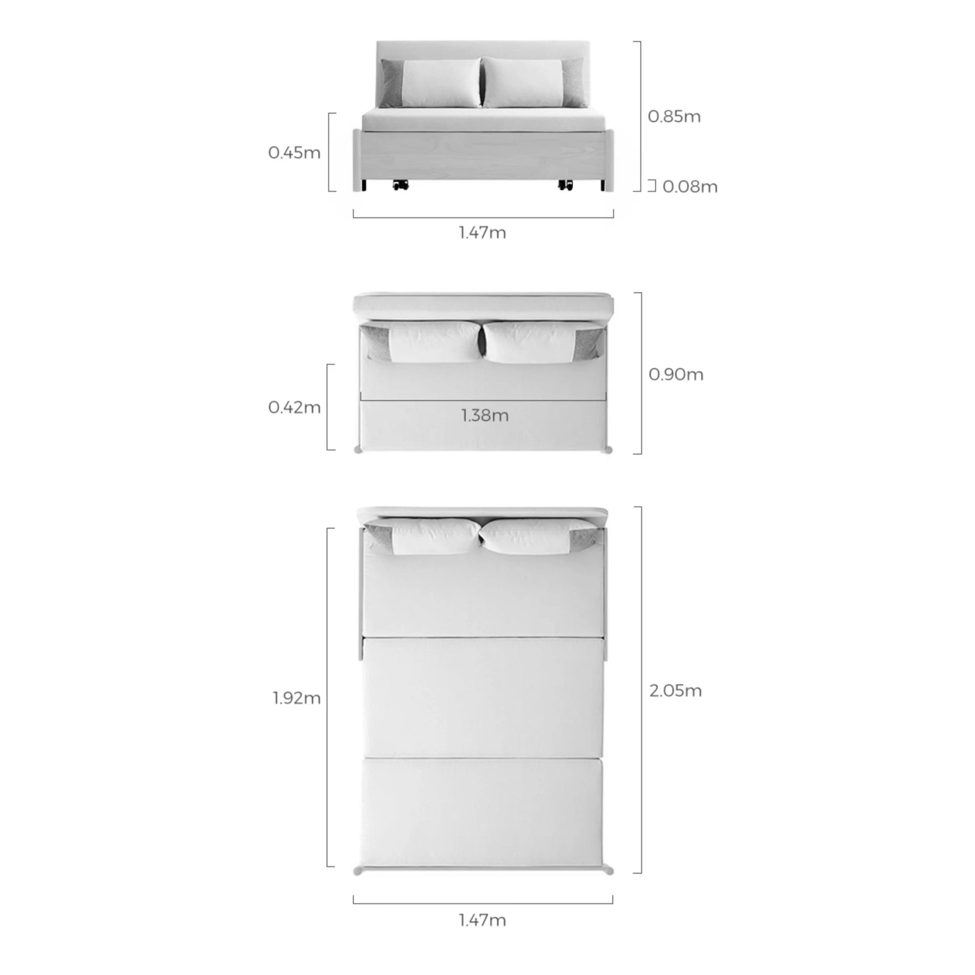 Linspire Don 2-Seater Sofa Bed, Off-White & Natural Wood
