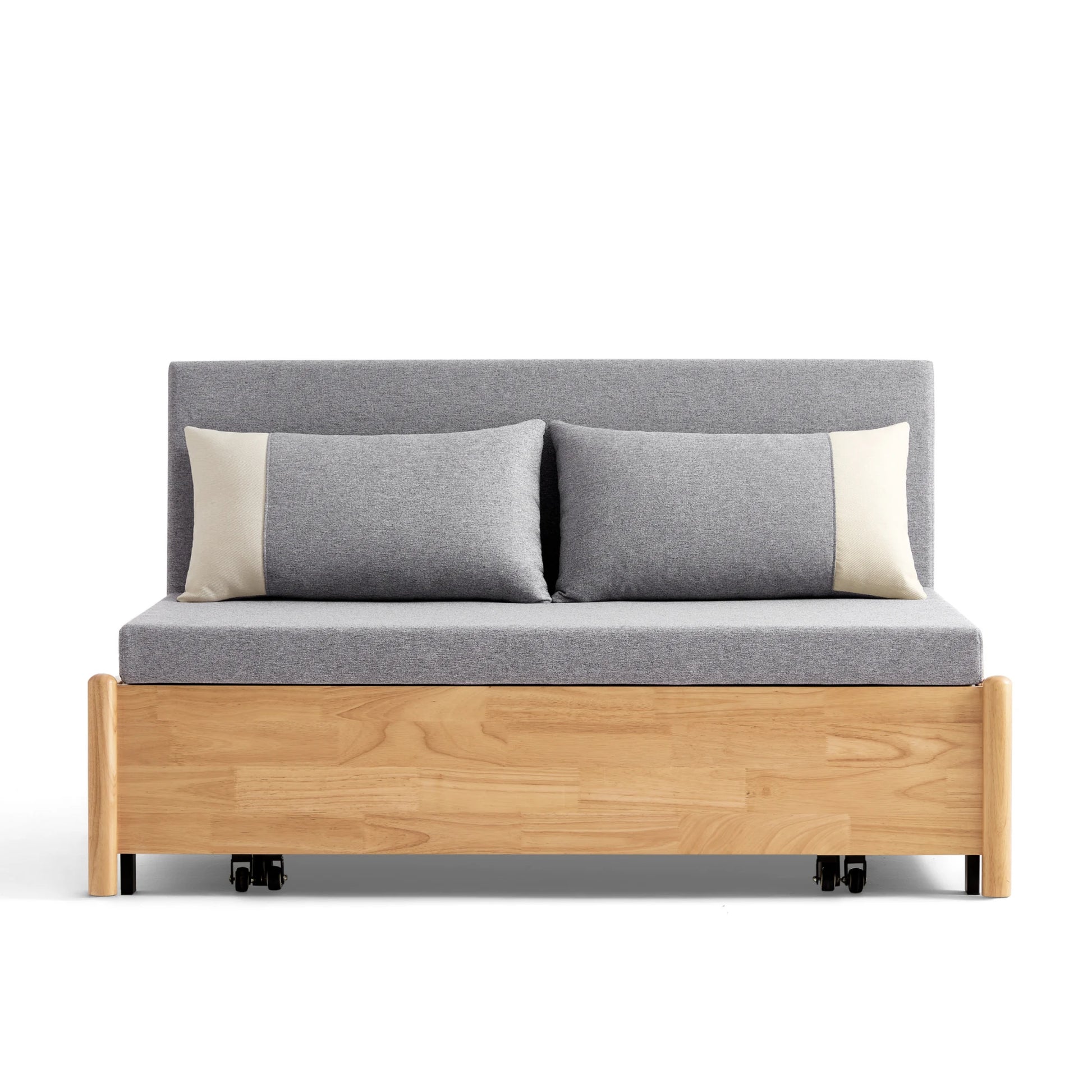 Linspire Don 2-Seater Sofa Bed, Grey & Natural Wood
