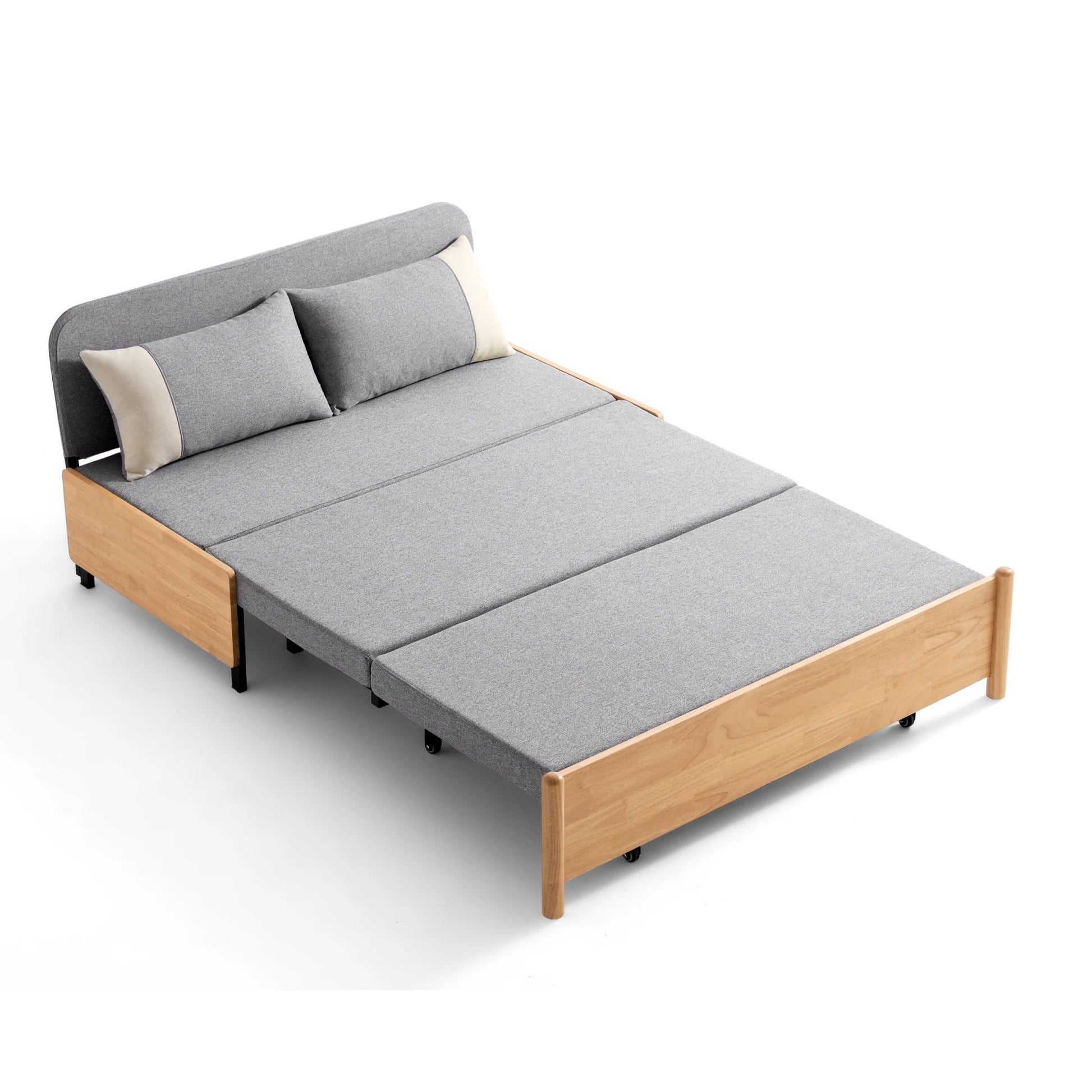 Linspire Don 2-Seater Sofa Bed, Grey & Natural Wood
