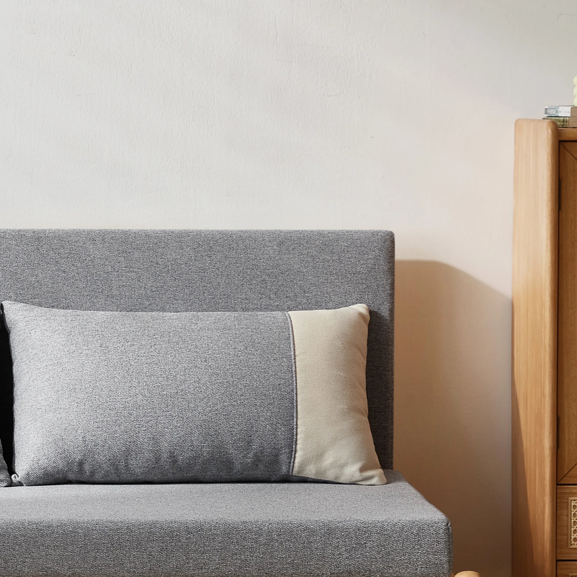Linspire Don 2-Seater Sofa Bed, Grey & Natural Wood