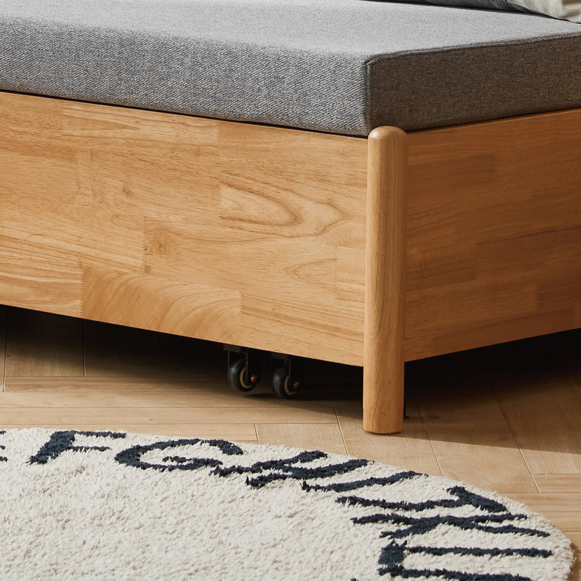 Linspire Don 2-Seater Sofa Bed, Grey & Natural Wood