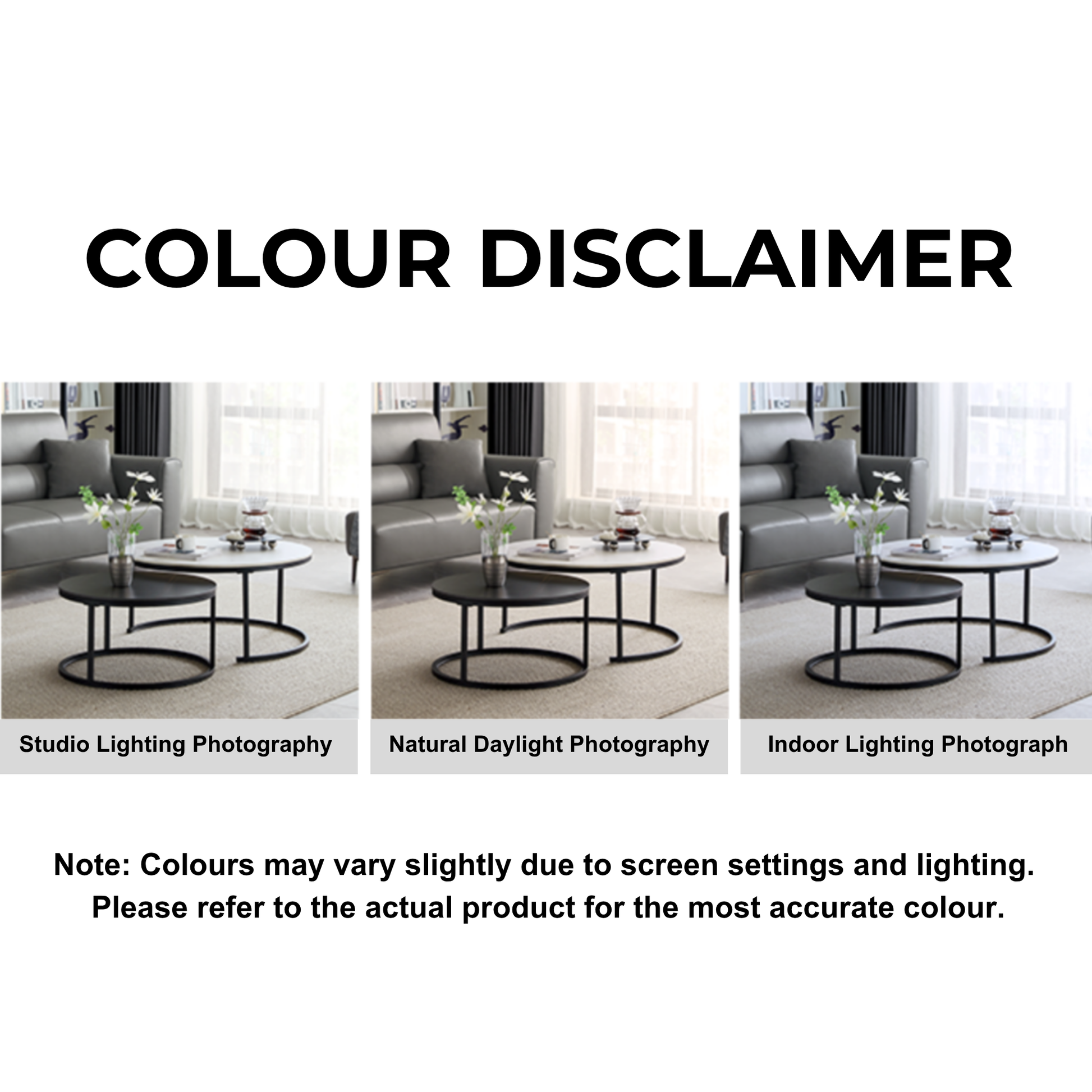Linspire Eclipse Nesting Coffee Table with Sintered Marble Top, Set of 2, White & Black