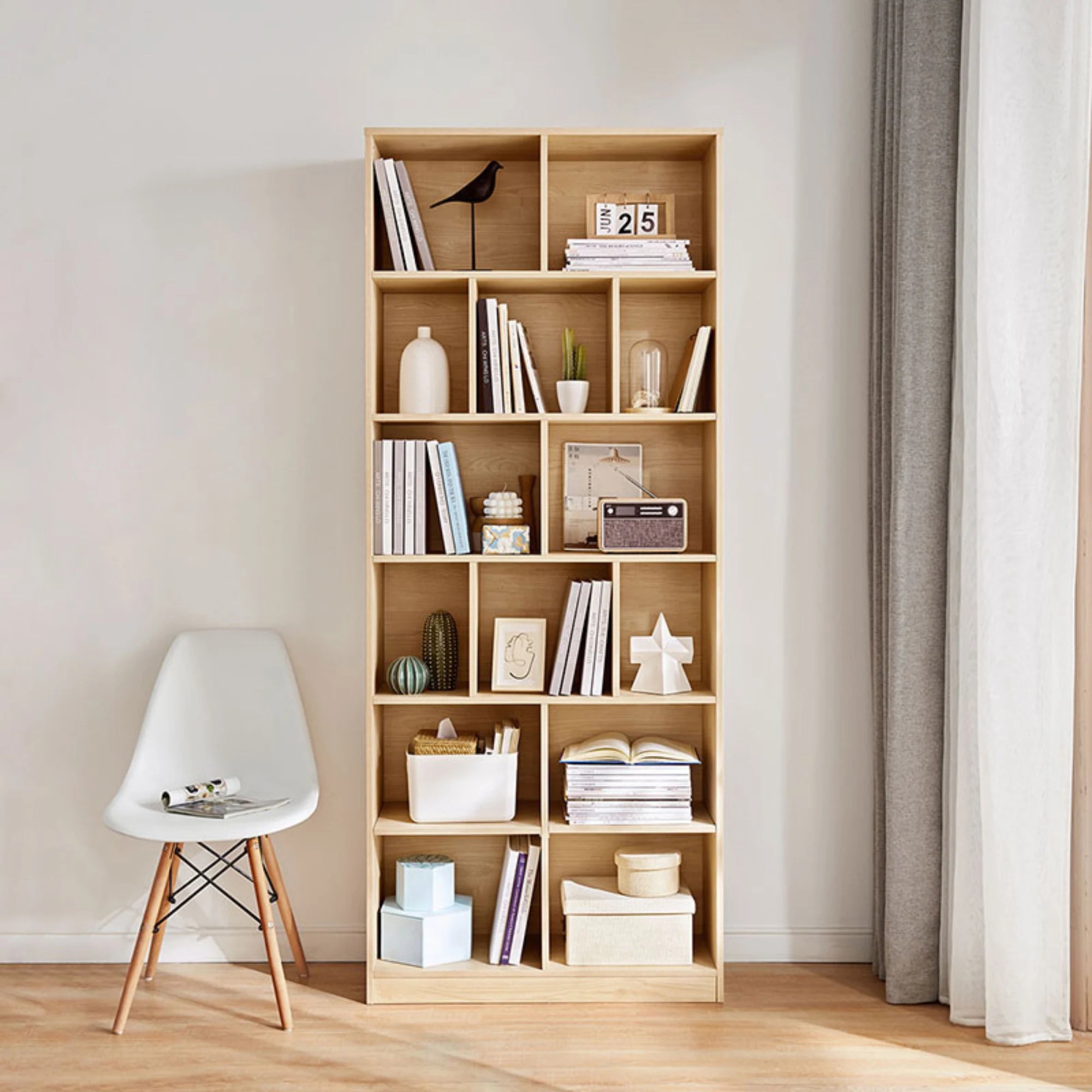 Linspire Noble Bookcase, Natural Wood, 79x30x194cm