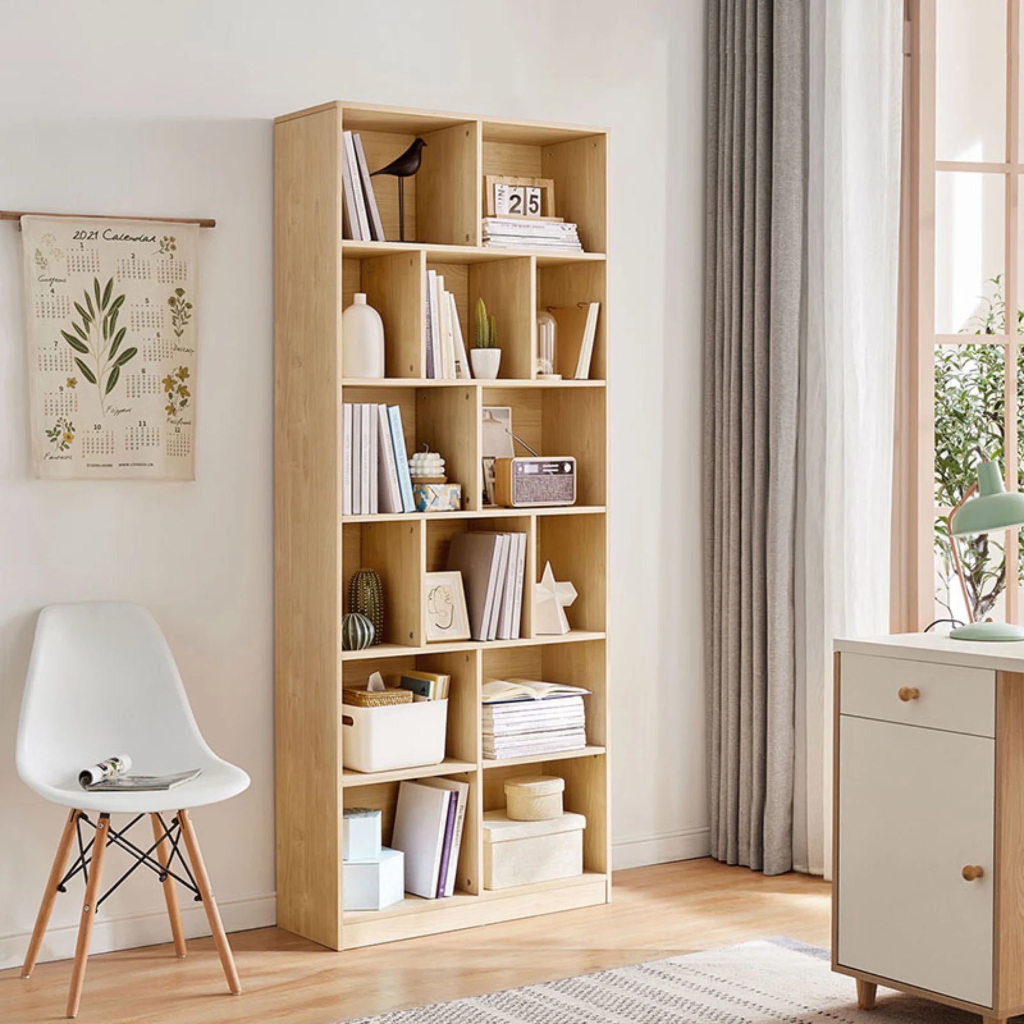 Linspire Noble Bookcase, Natural Wood, 79x30x194cm