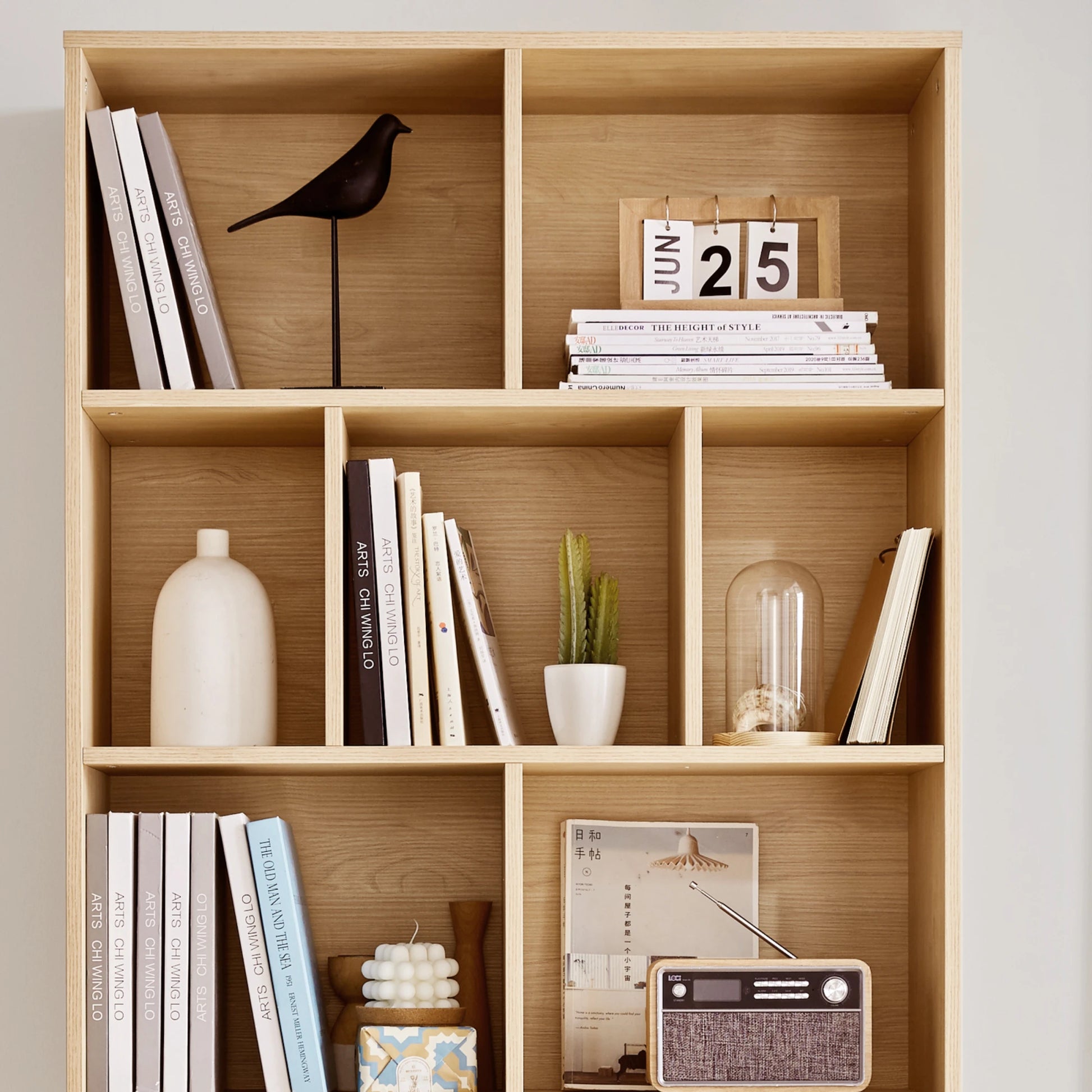 Linspire Noble Bookcase, Natural Wood, 79x30x194cm