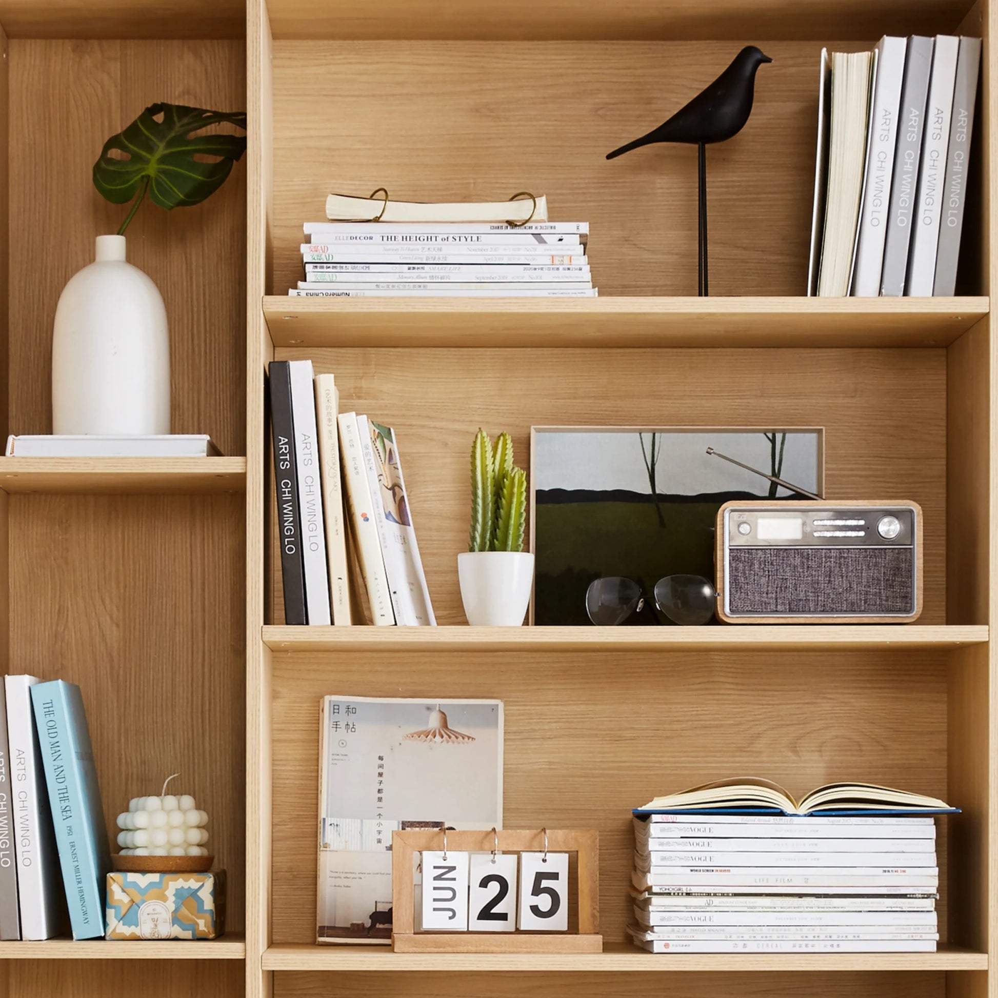 Linspire Noble Bookcase with Storage Cabinet, Natural Wood