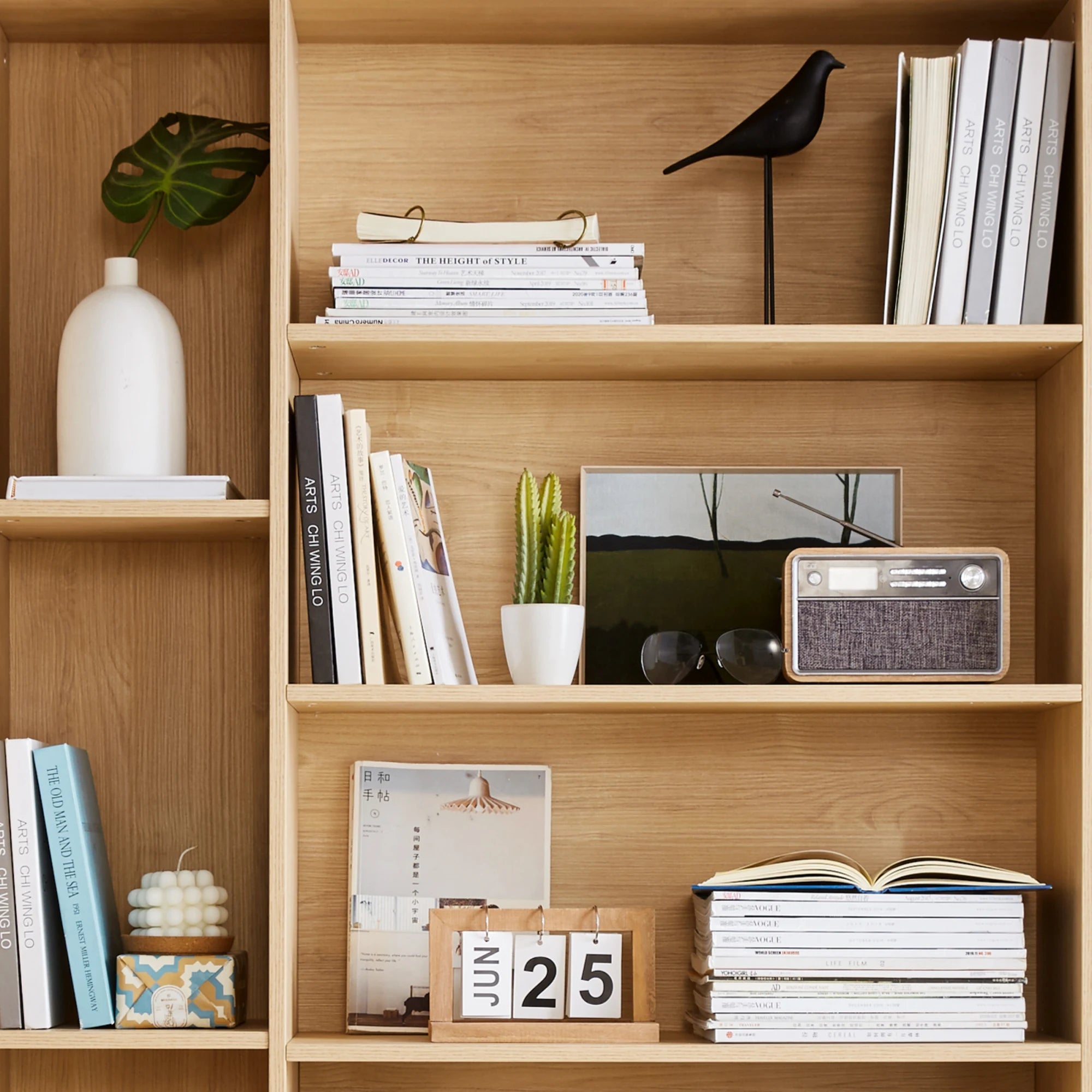 Linspire Noble Bookcase with Storage Cabinet, Natural Wood