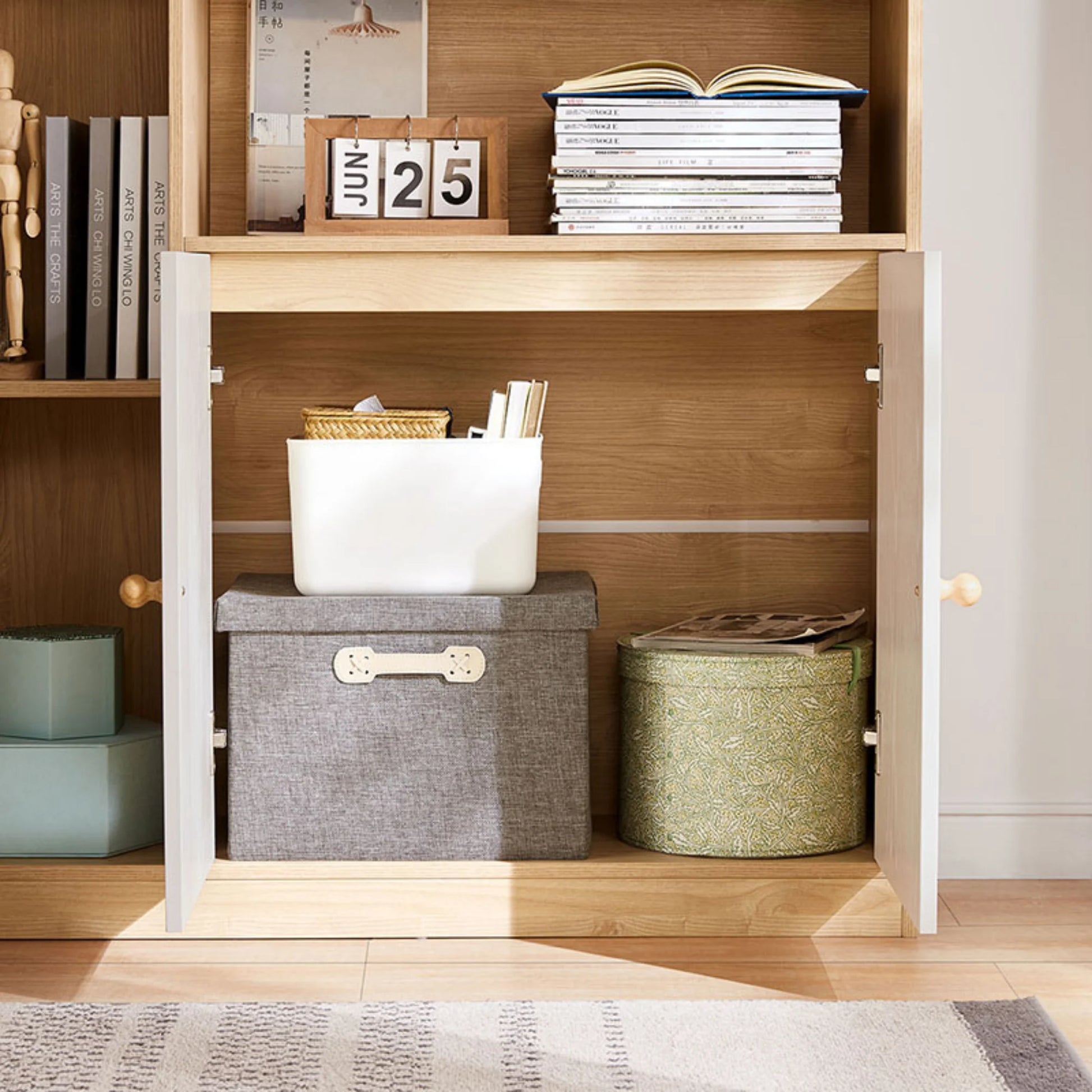 Linspire Noble Bookcase with Storage Cabinet, Natural Wood