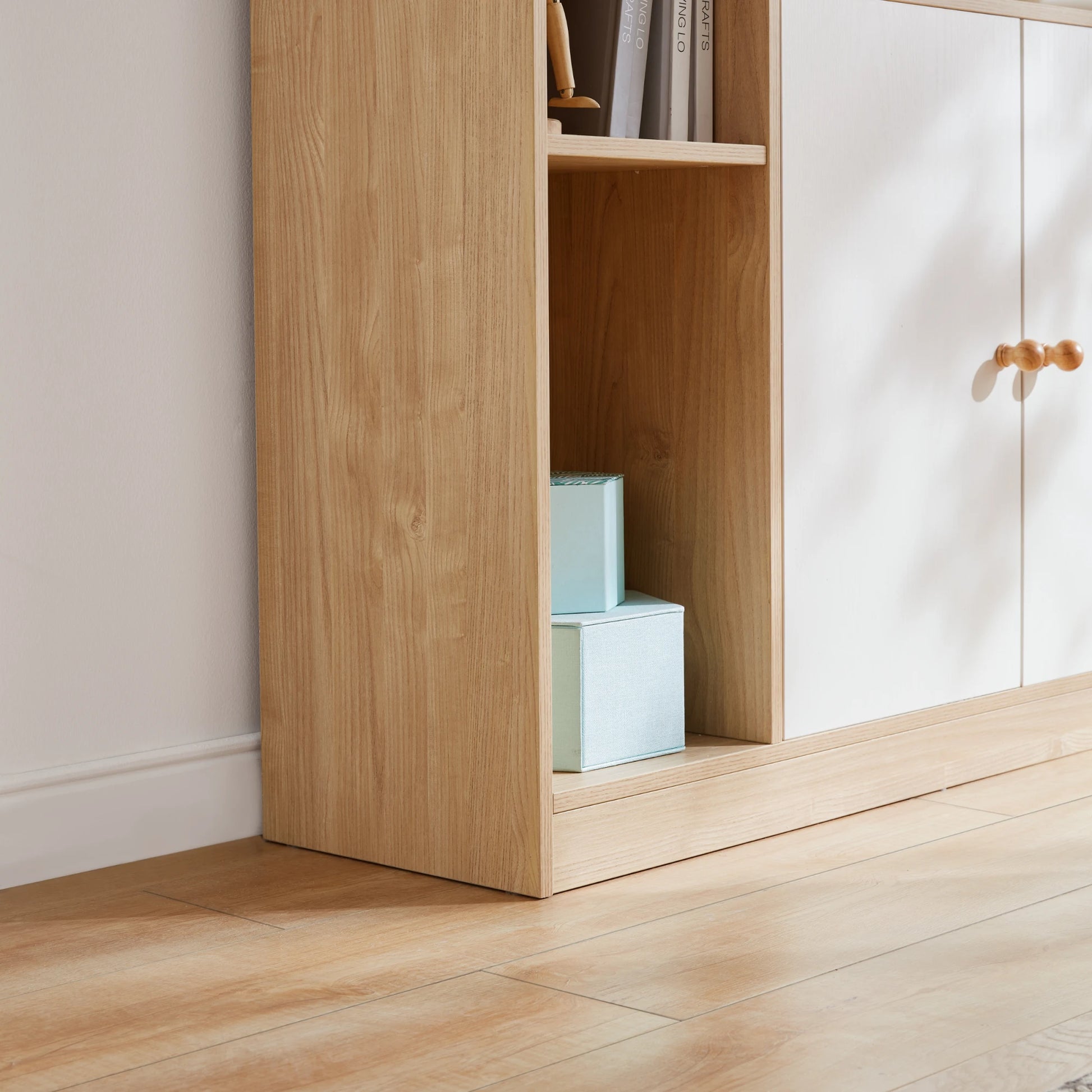 Linspire Noble Bookcase with Storage Cabinet, Natural Wood