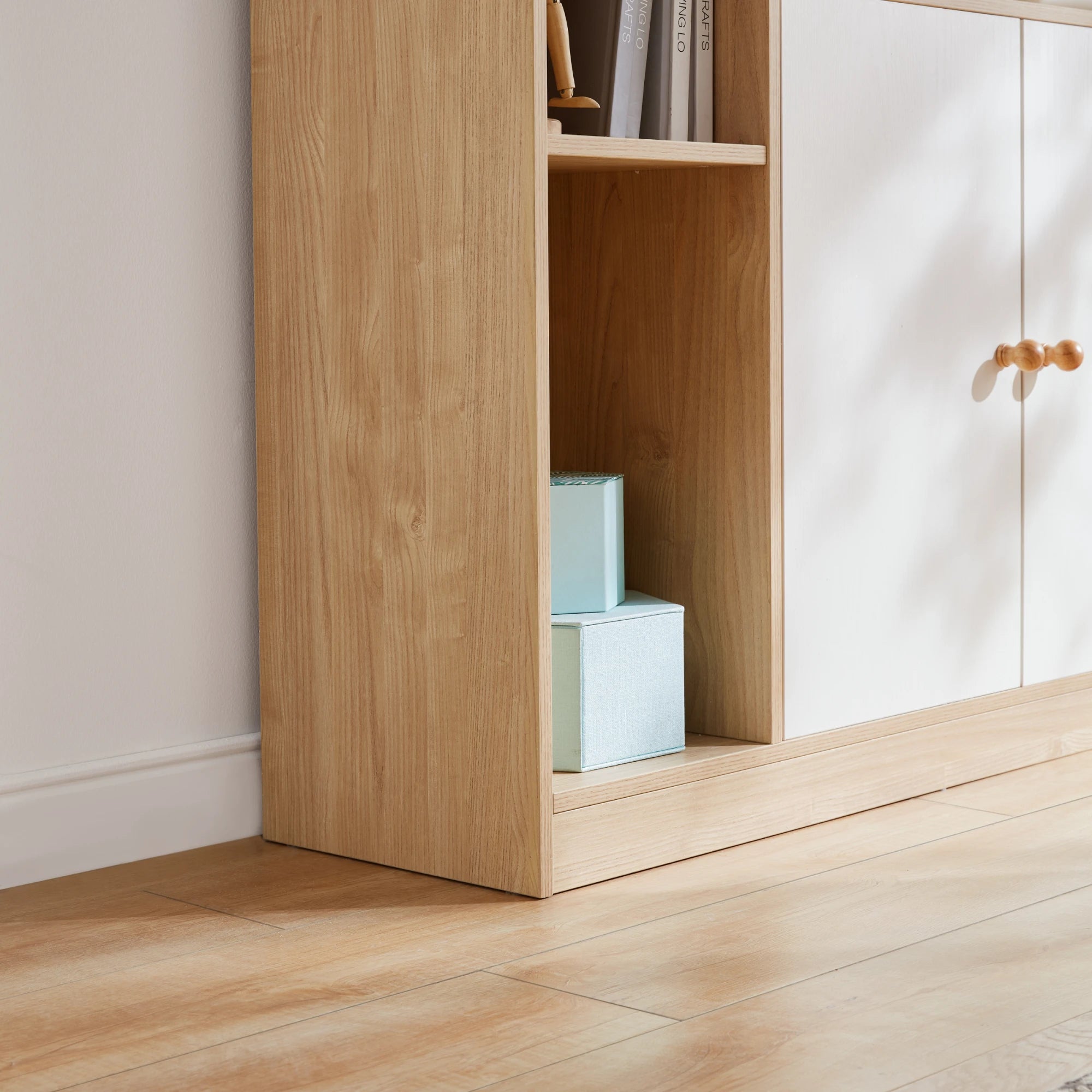 Linspire Noble Bookcase with Storage Cabinet, Natural Wood