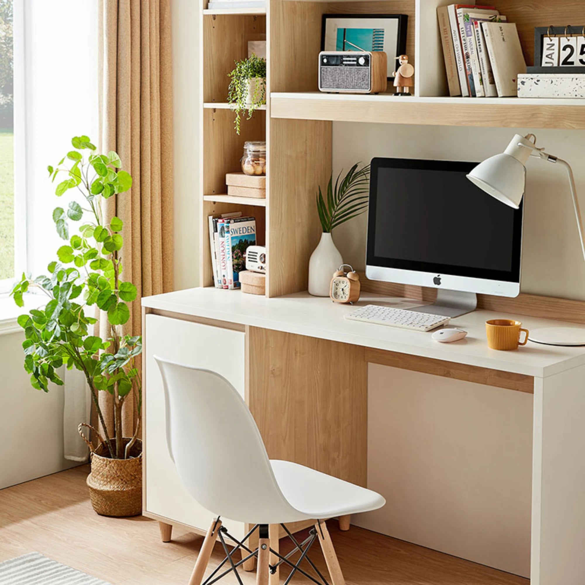 Linspire Noble Desk with Shelves, Natural Wood