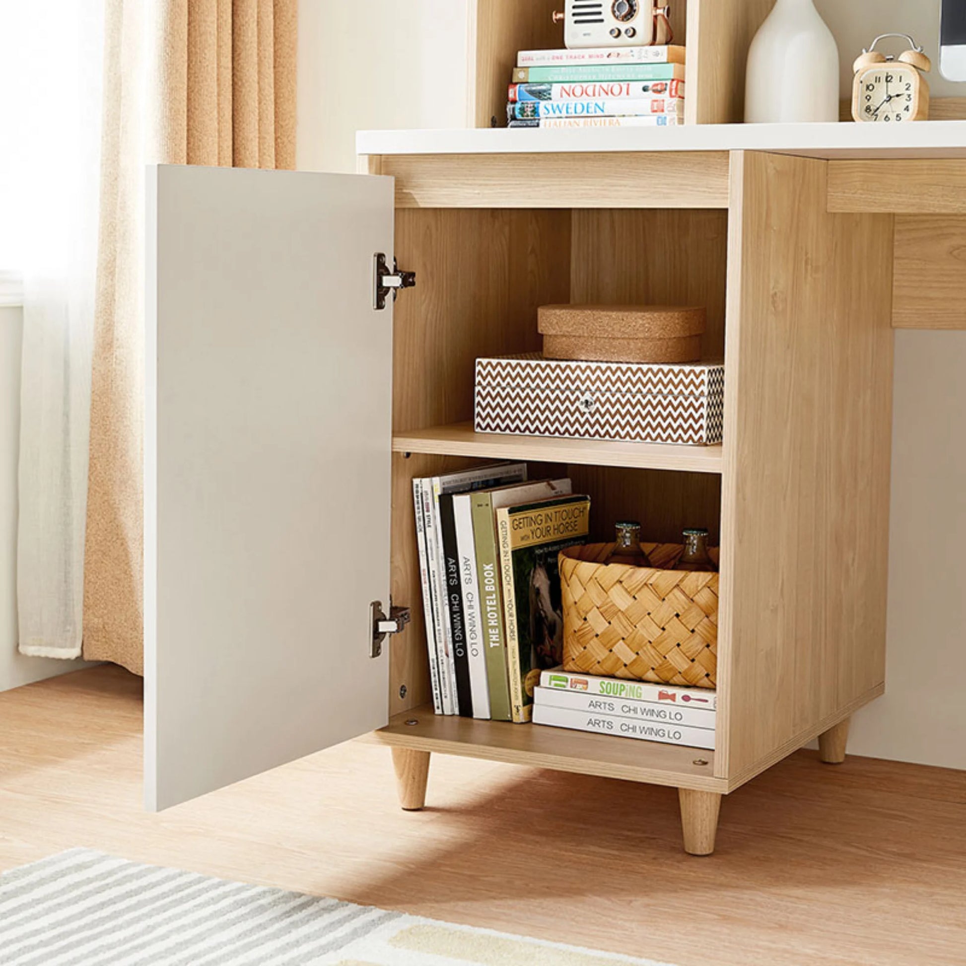 Linspire Noble Desk with Shelves, Natural Wood