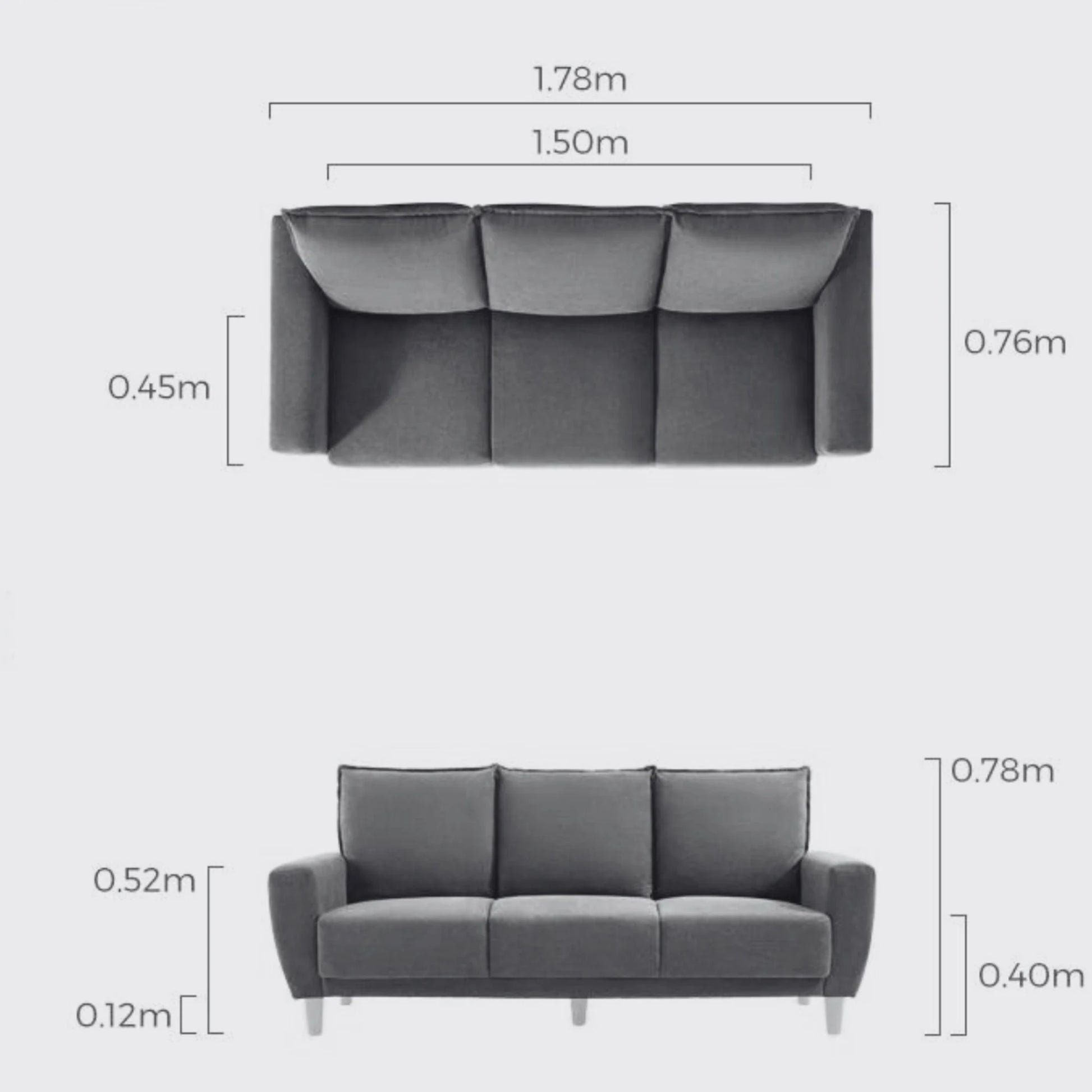 Linspire Essence 3-Seater Sofa, Grey