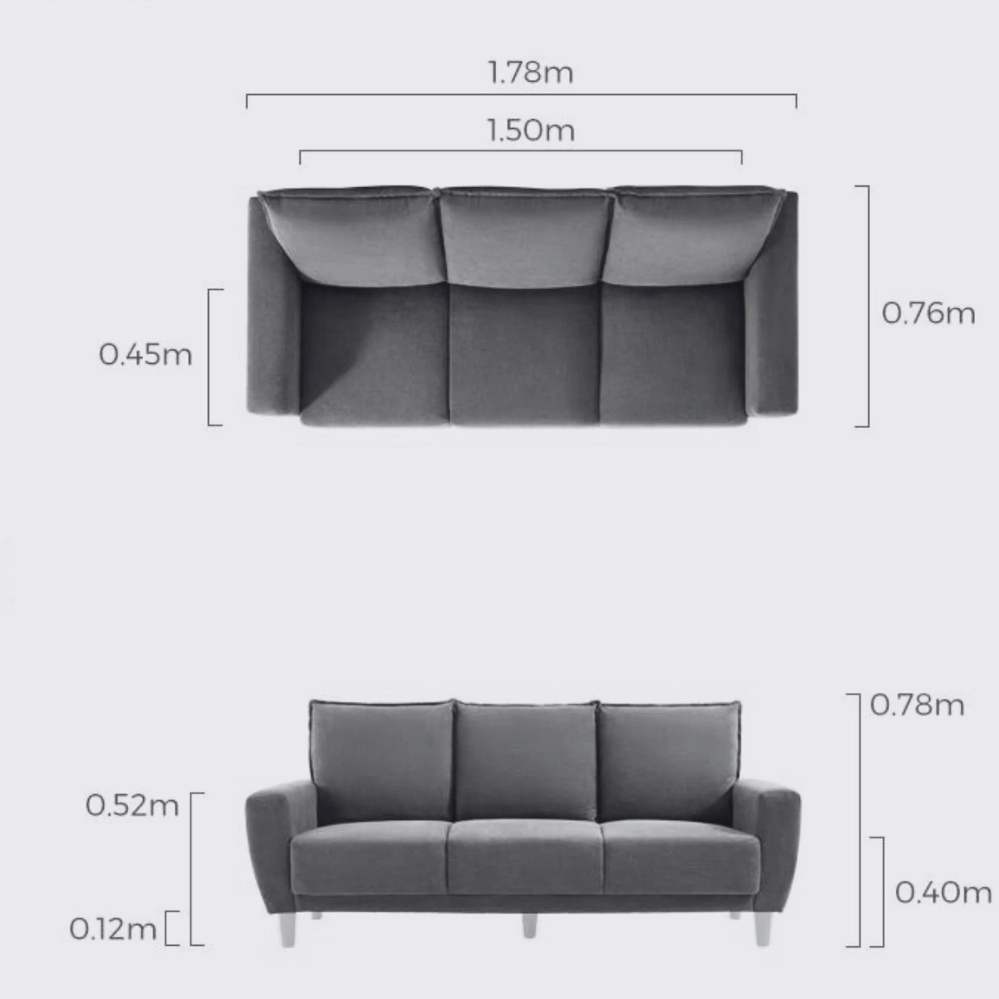 Linspire Essence 3-Seater Sofa, Grey