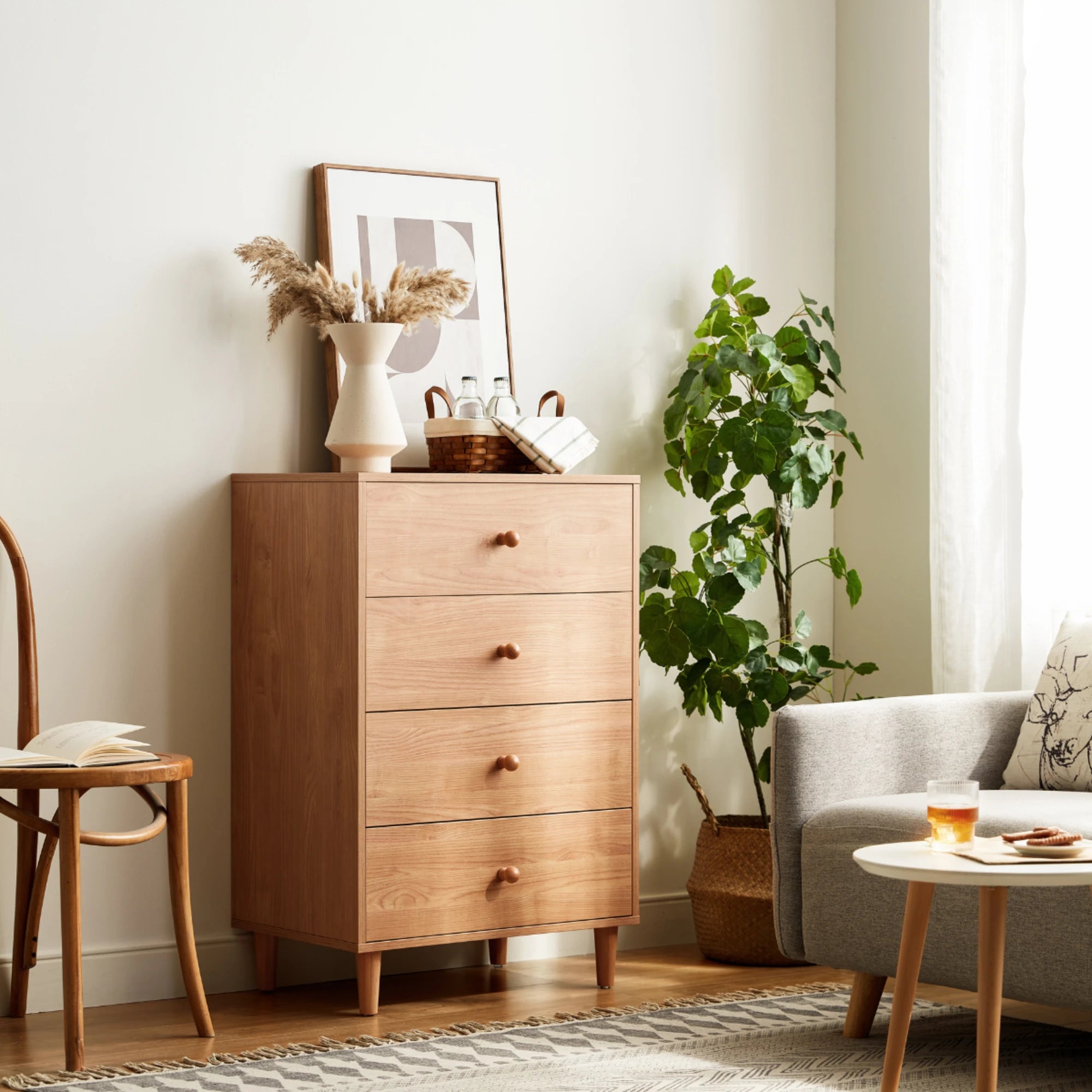 Linspire Fresko Chest of 4 Drawers, Natural Wood