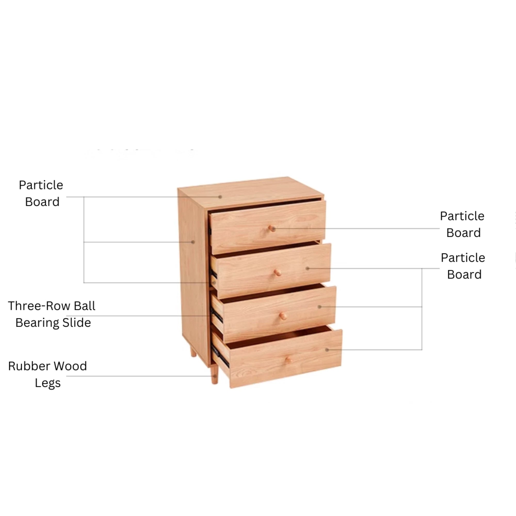 Linspire Fresko Chest of 4 Drawers, Natural Wood