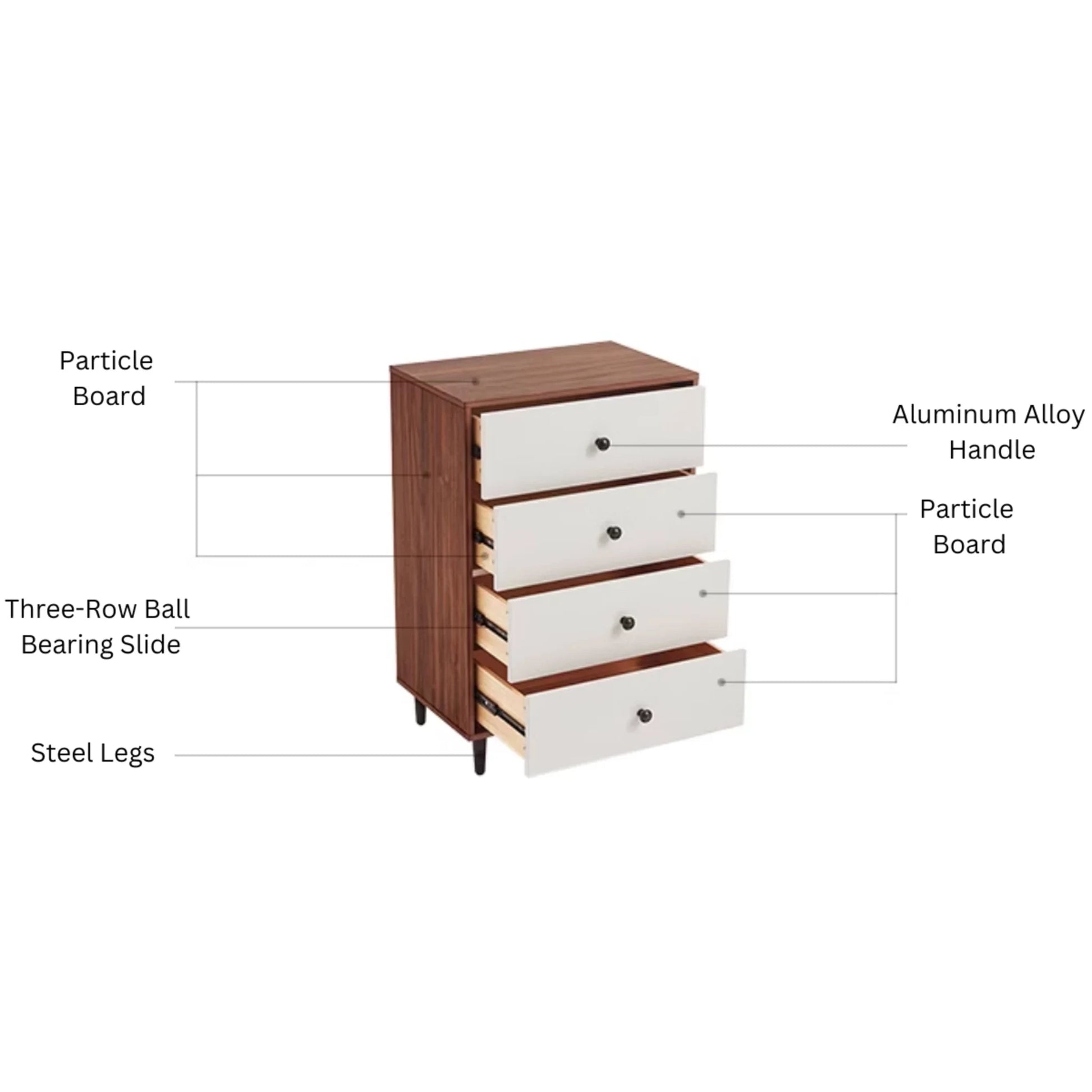 Linspire Fresko Chest of 4 Drawers, White & Dark Wood