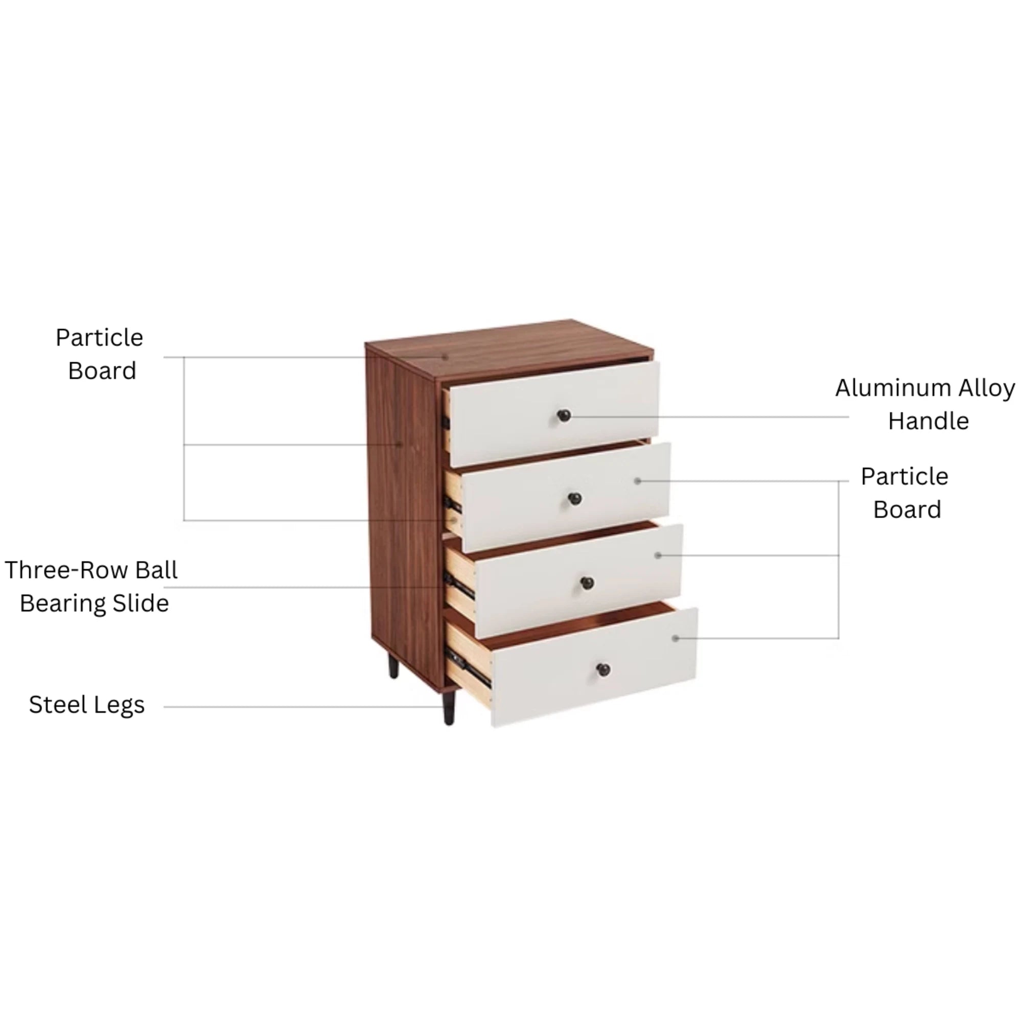 Linspire Fresko Chest of 4 Drawers, White & Dark Wood