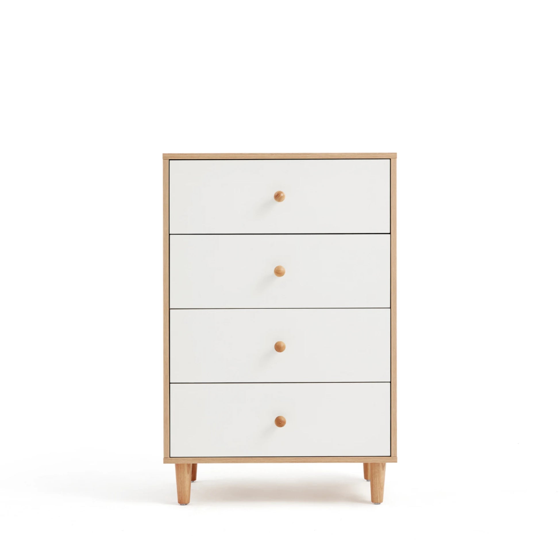 Linspire Fresko Chest of 4 Drawers, White & Natural Wood