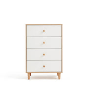 Linspire Fresko Chest of 4 Drawers, White & Natural Wood