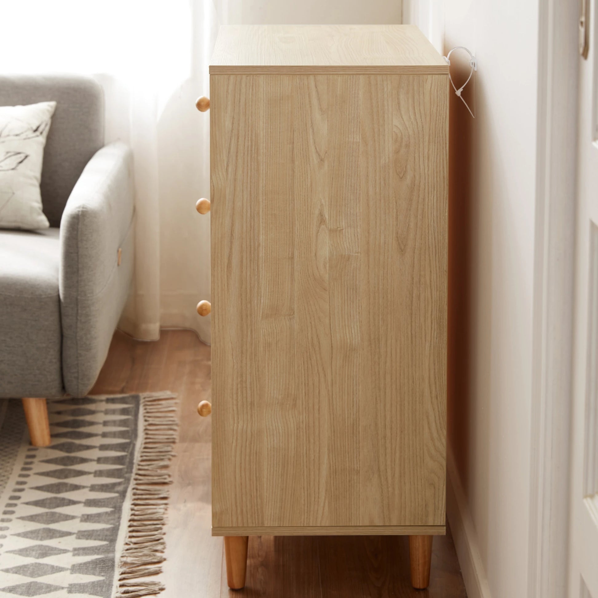 Linspire Fresko Chest of 4 Drawers, White & Natural Wood