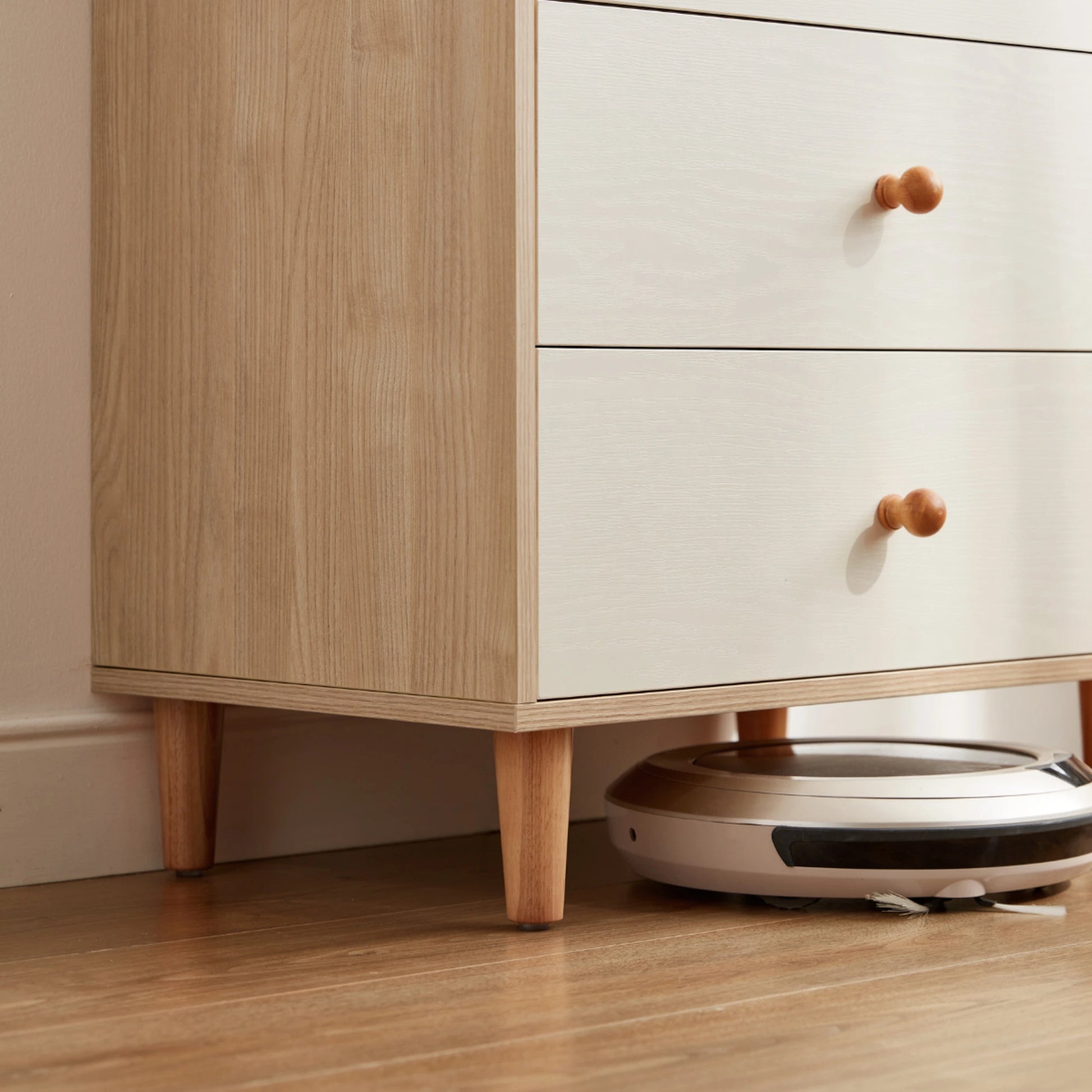 Linspire Fresko Chest of 4 Drawers, White & Natural Wood
