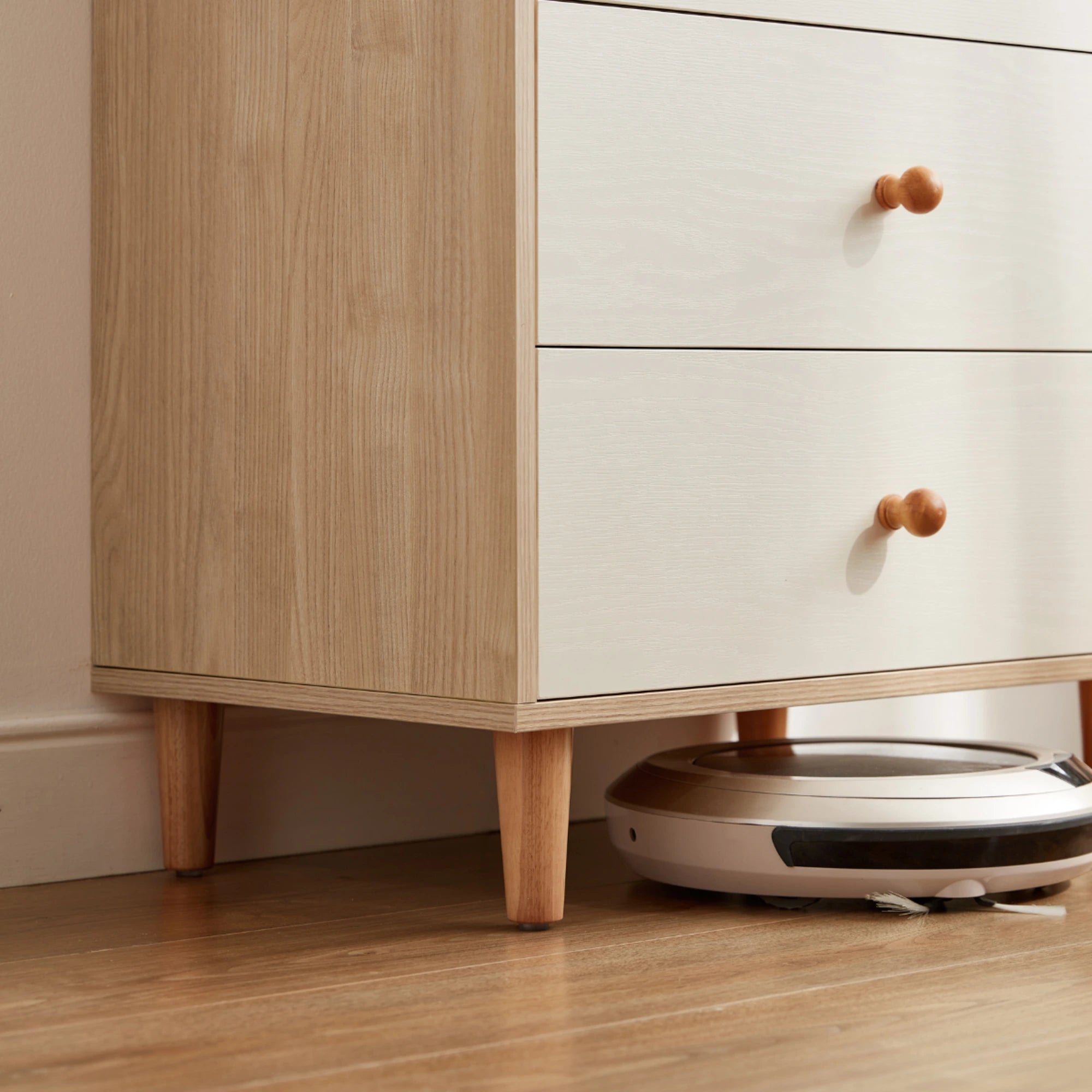 Linspire Fresko Chest of 4 Drawers, White & Natural Wood