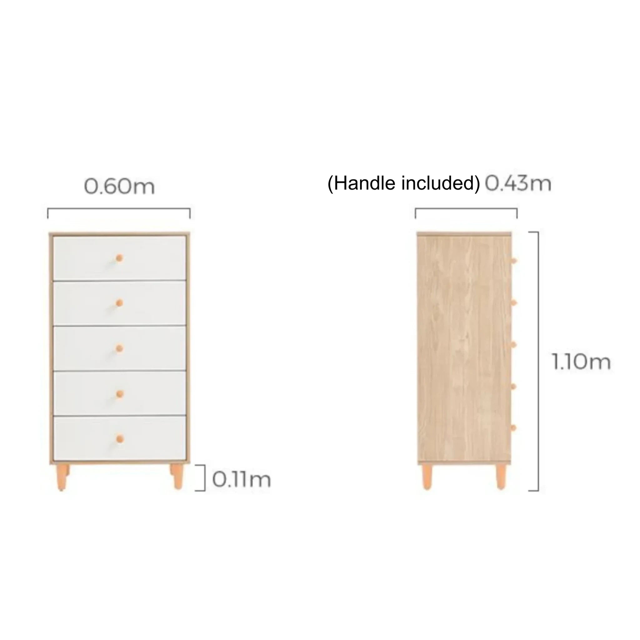Linspire Fresko Chest of 5 Drawers, Natural Wood