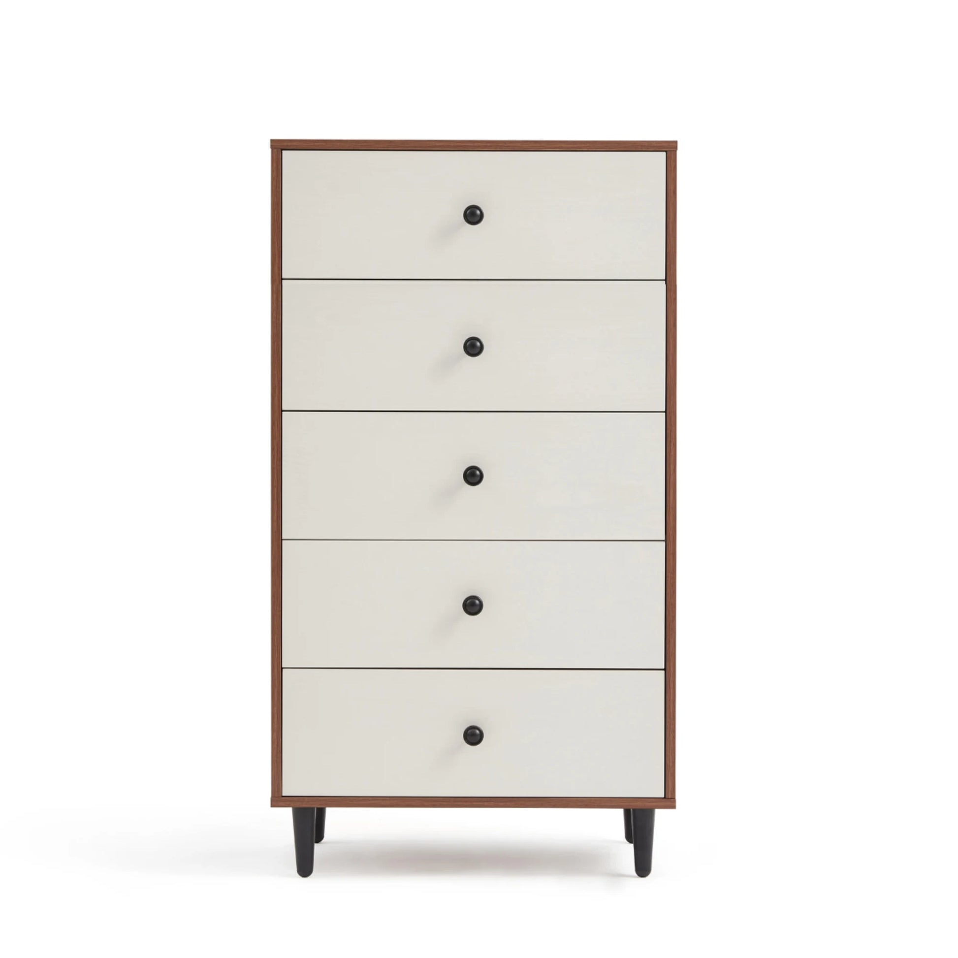Linspire Fresko Chest of 5 Drawers, White & Dark Wood