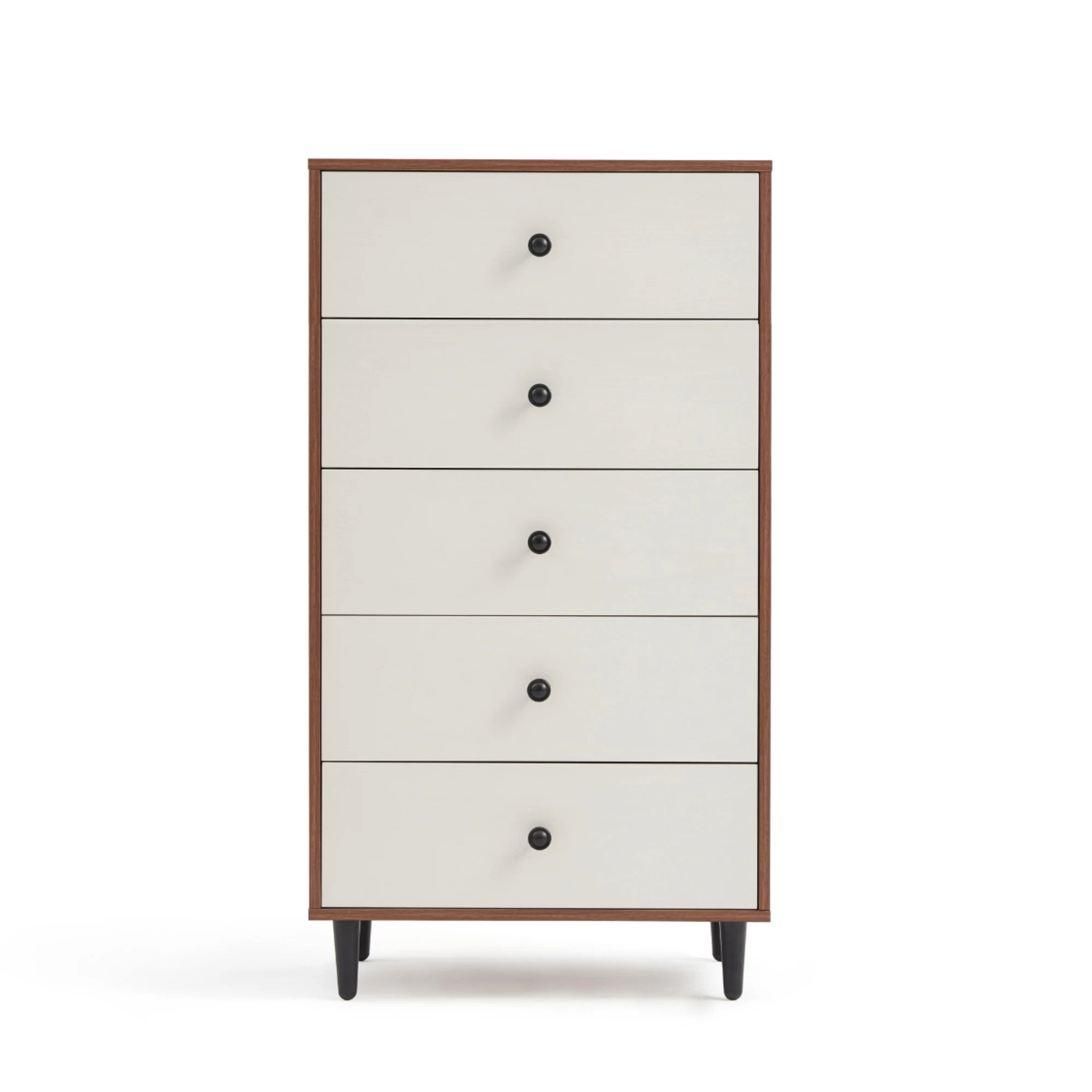 Linspire Fresko Chest of 5 Drawers, White & Dark Wood