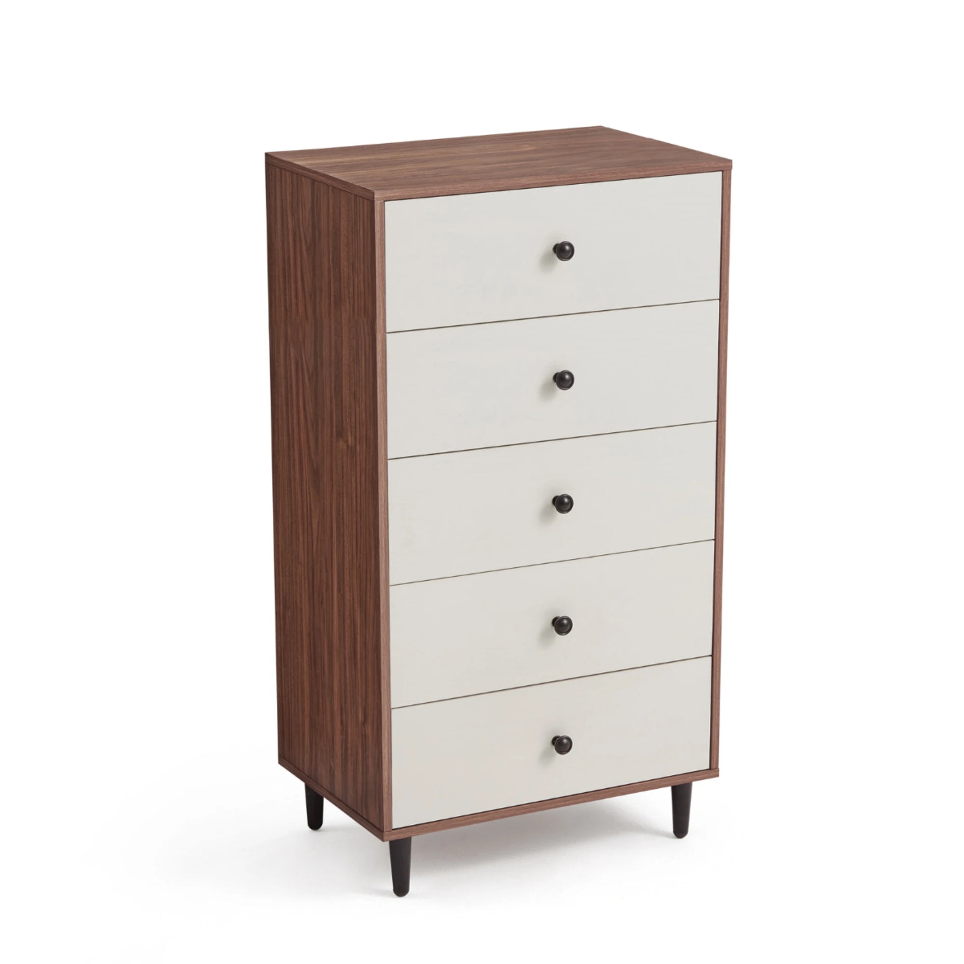 Linspire Fresko Chest of 5 Drawers, White & Dark Wood