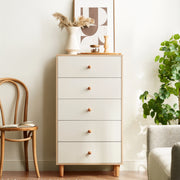Linspire Fresko Chest of 5 Drawers, White & Natural Wood
