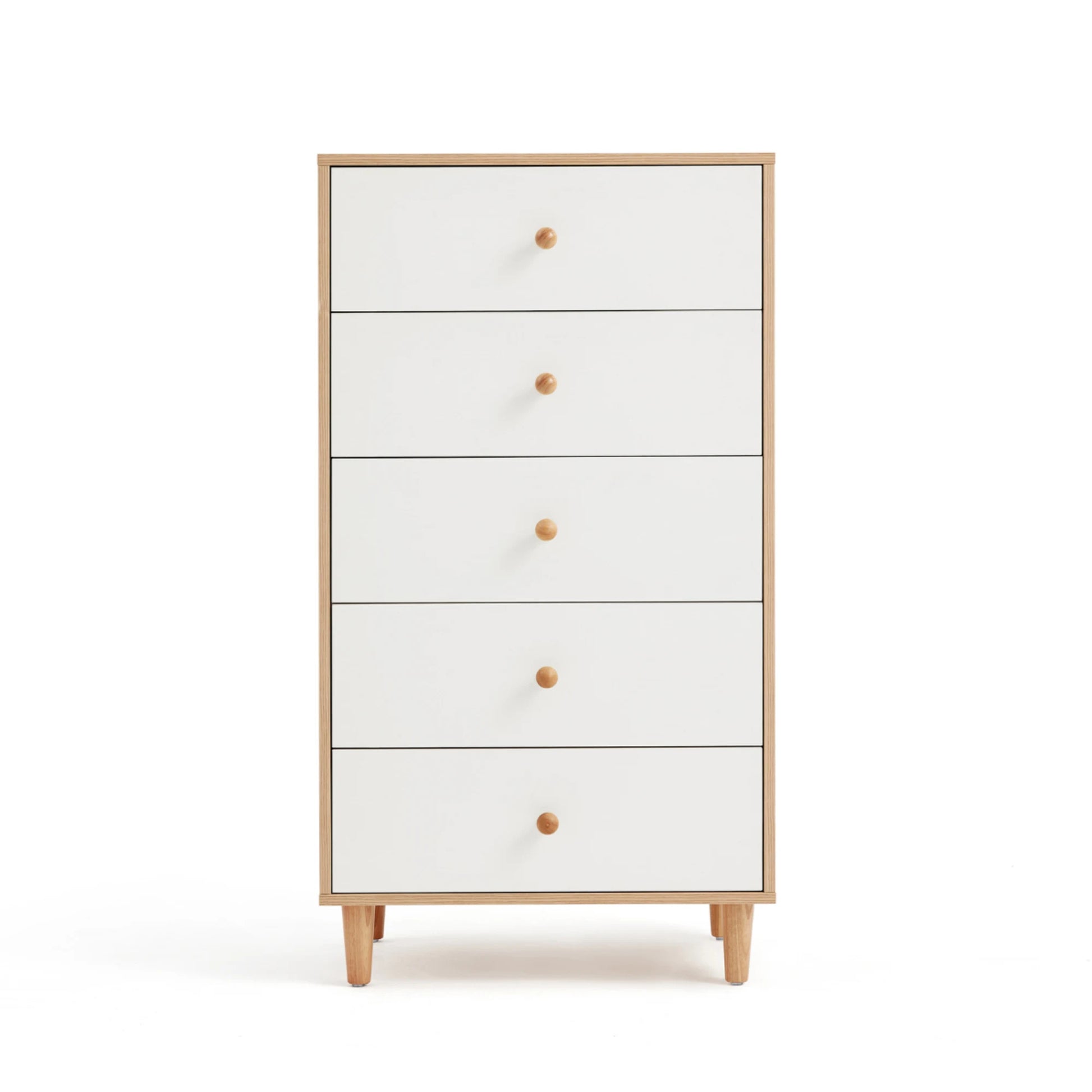 Linspire Fresko Chest of 5 Drawers, White & Natural Wood