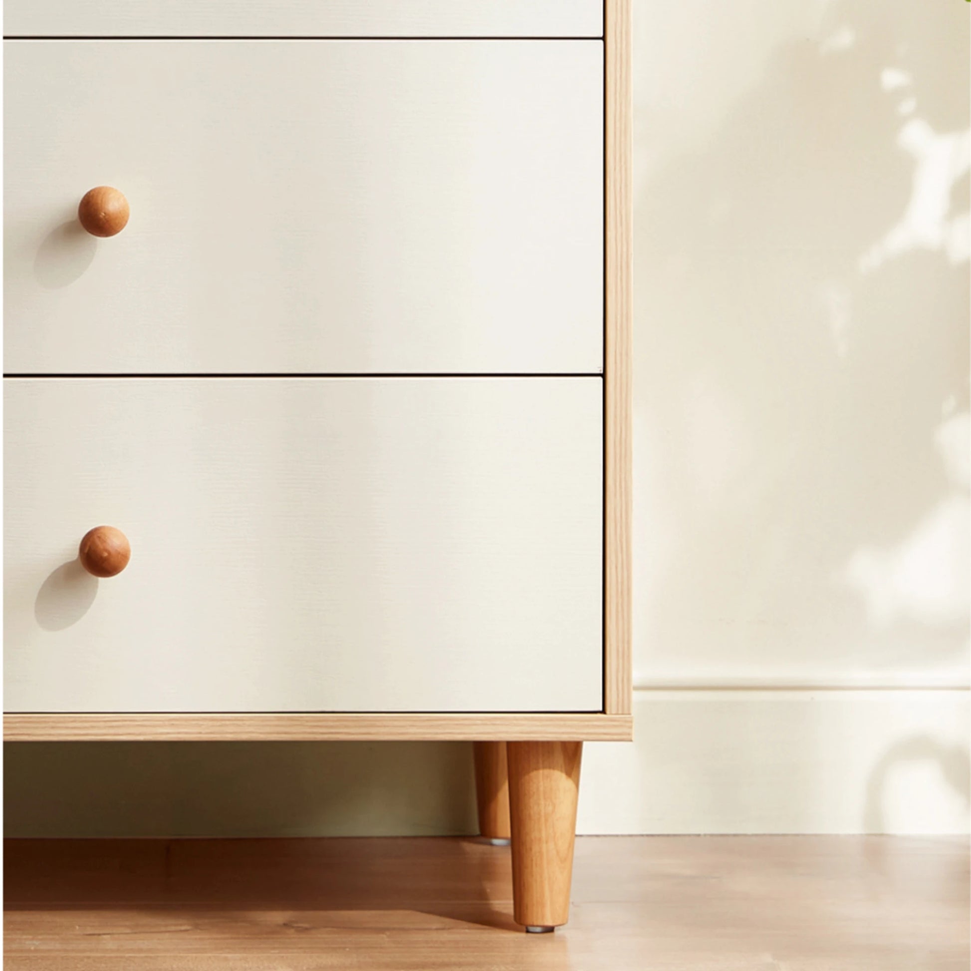 Linspire Fresko Chest of 5 Drawers, White & Natural Wood